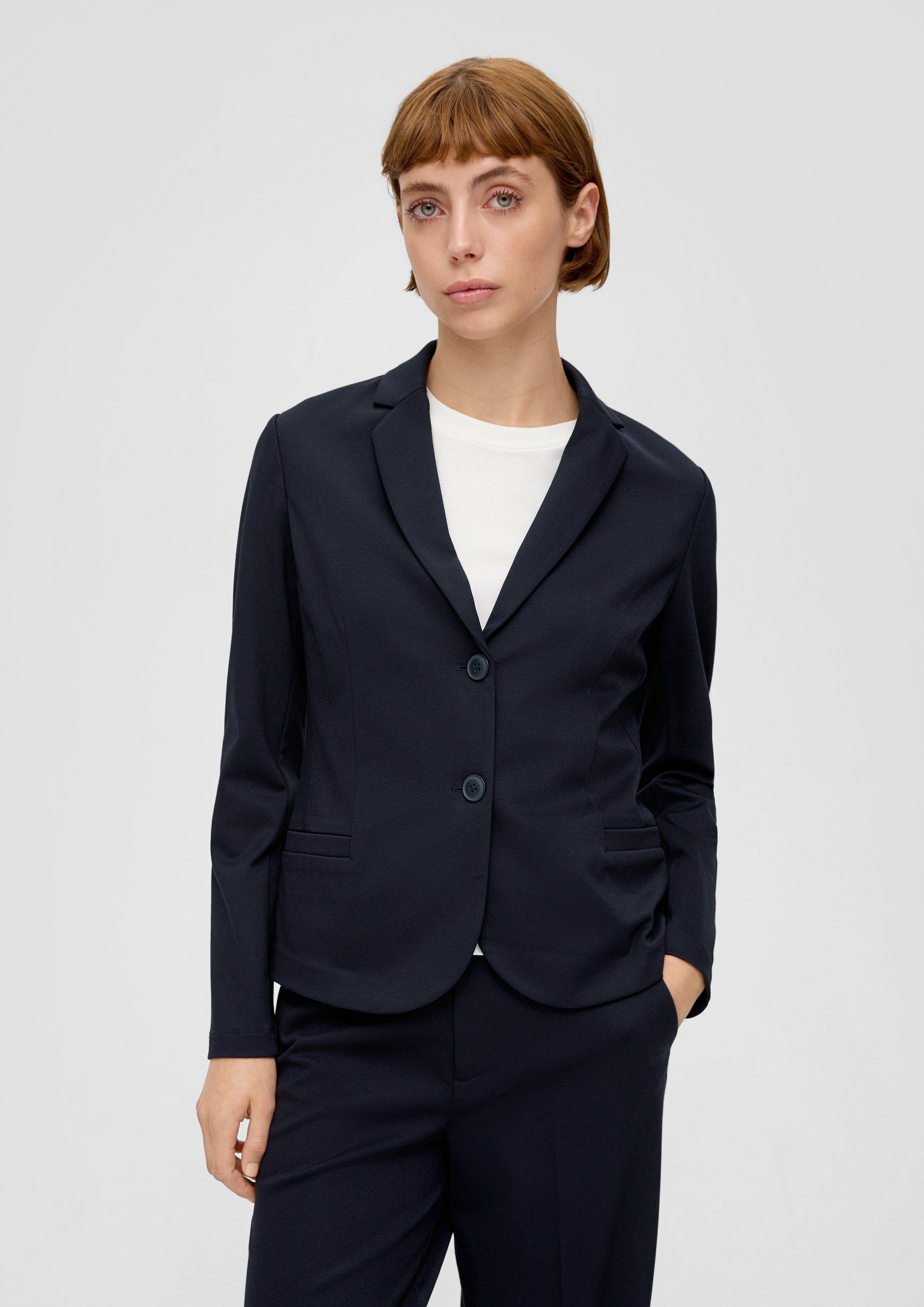 s.Oliver Jackenblazer Twill-Blazer aus Interlockjersey navy