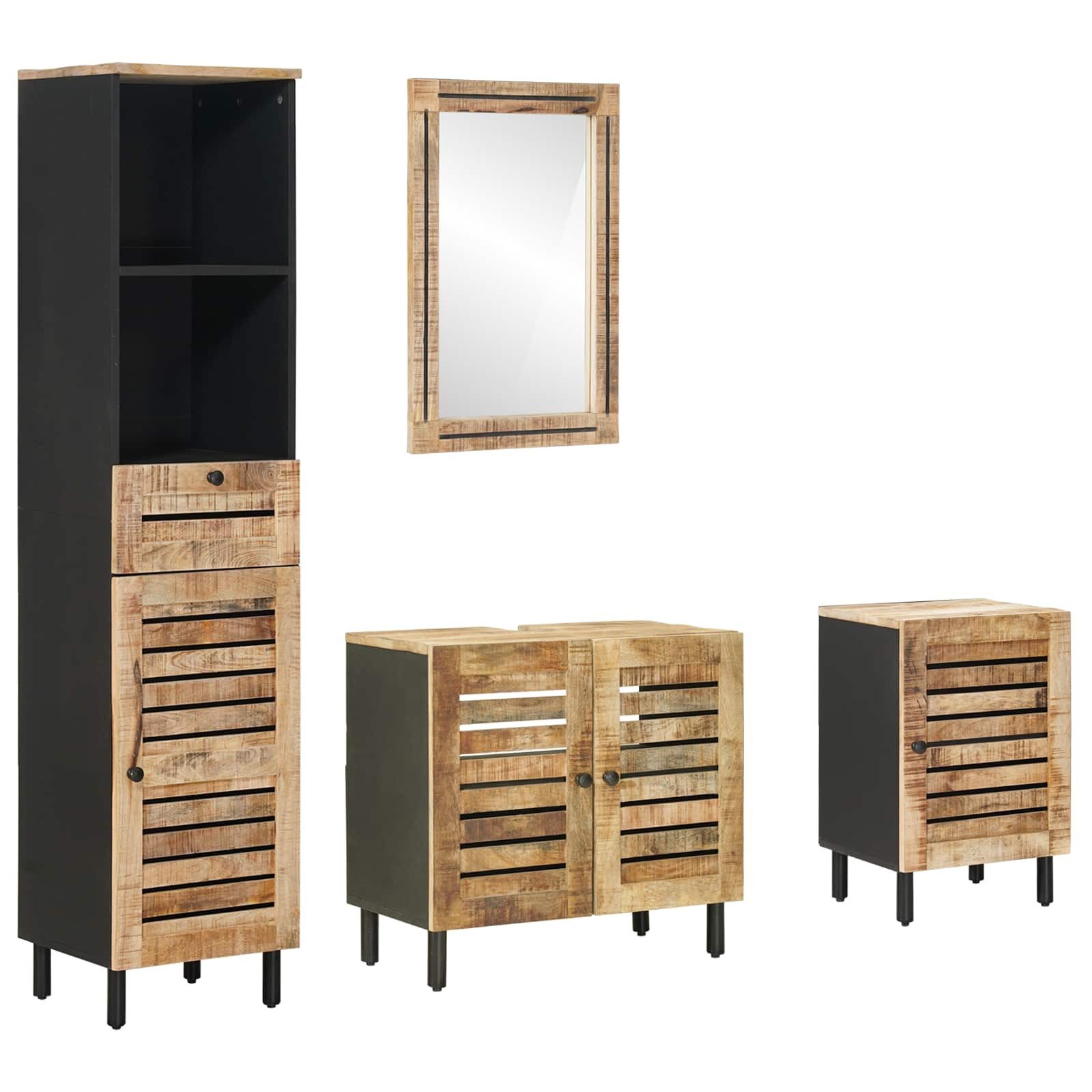 vidaXL Badezimmer-Set Badezimmerschrank-Set 4 Stk. Natur 38 x 33 x 160 cm, (4-St)