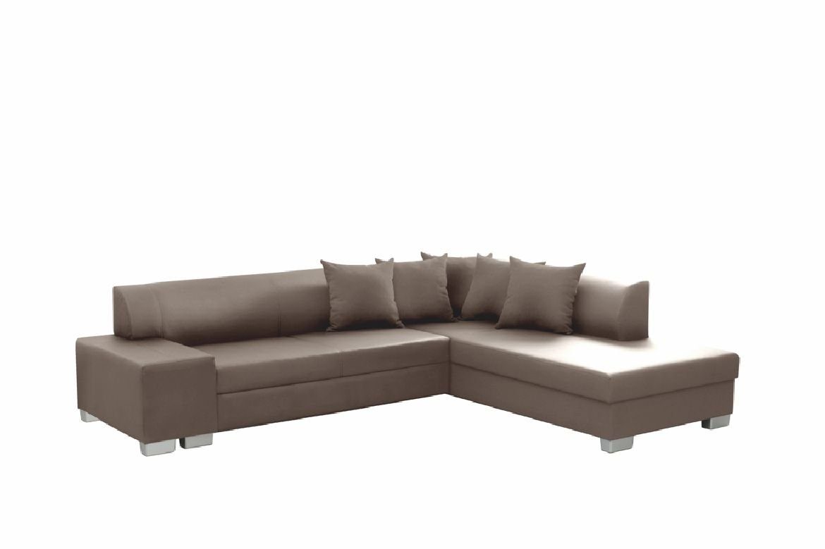 JVmoebel Ecksofa LForm Sofa Designer Sofa mit Bettfunktion Schlafsofa Ecksofa Couch, Mit Bettfunktion Braun