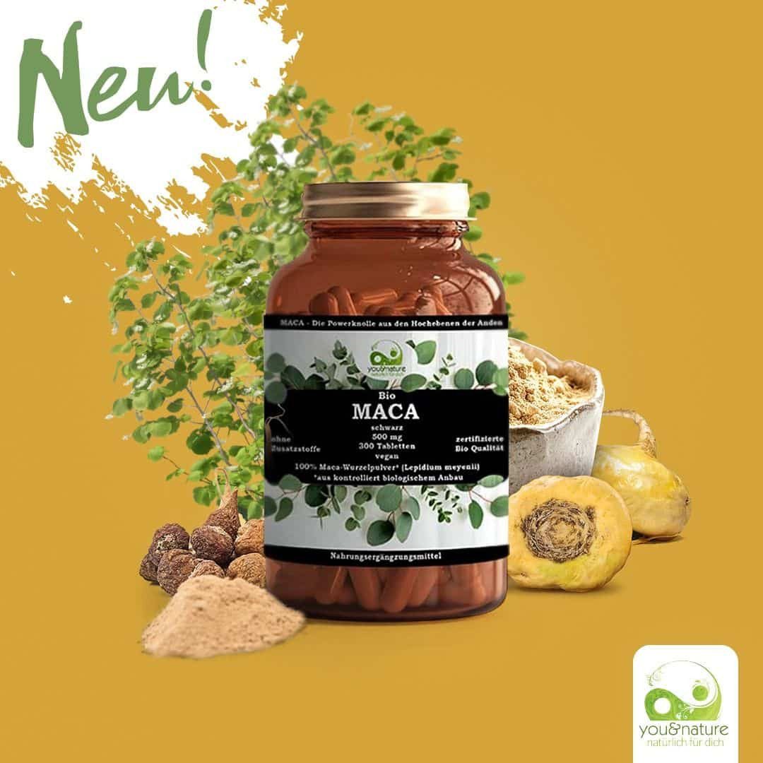 You&Nature Bio Maca schwarz 500 mg, 300 Tabletten vegan Tabletten, 300 er 300 St., 150 g, Laktosefrei, Ohne Nüsse, Sojafrei, Gelatinefrei, Glutenfrei