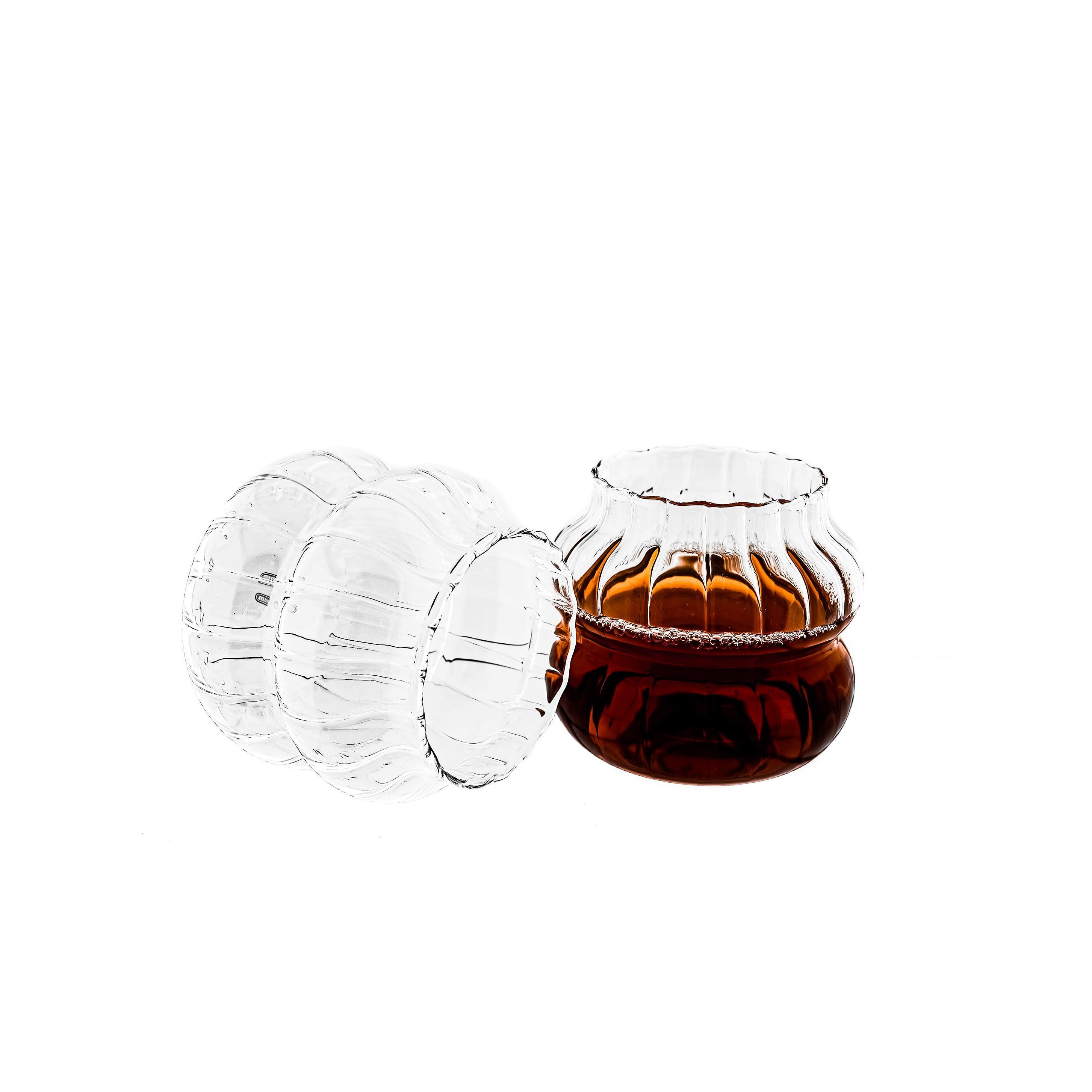 Glas Gläser-Set aus Borosilikatglas mit Bubble-Riffle-Design 350 ml
