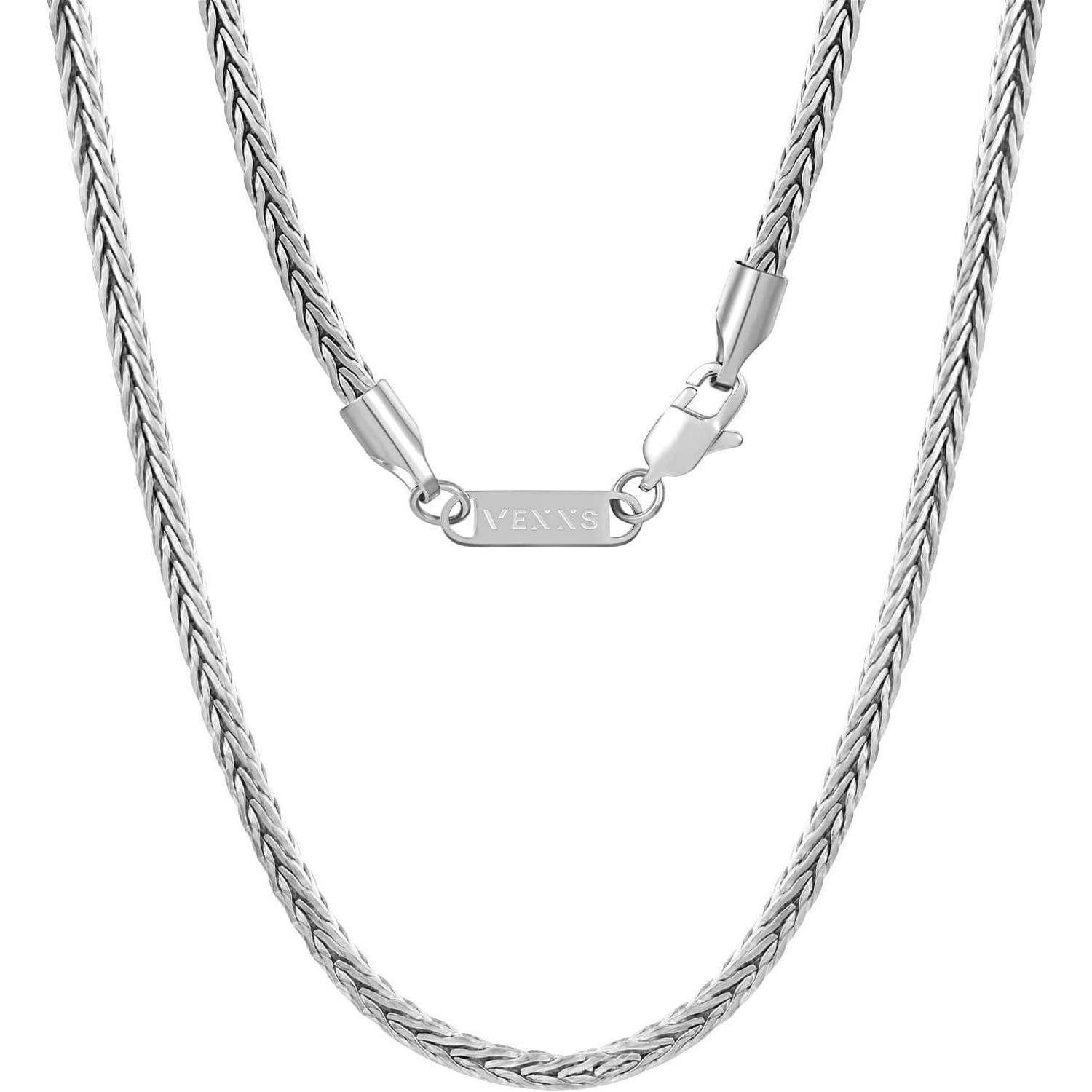Edelstahlkette Kette Foxtail 3mm 18K Gold Edelstahl Silbrig-3mm 60.0 Zentimeter