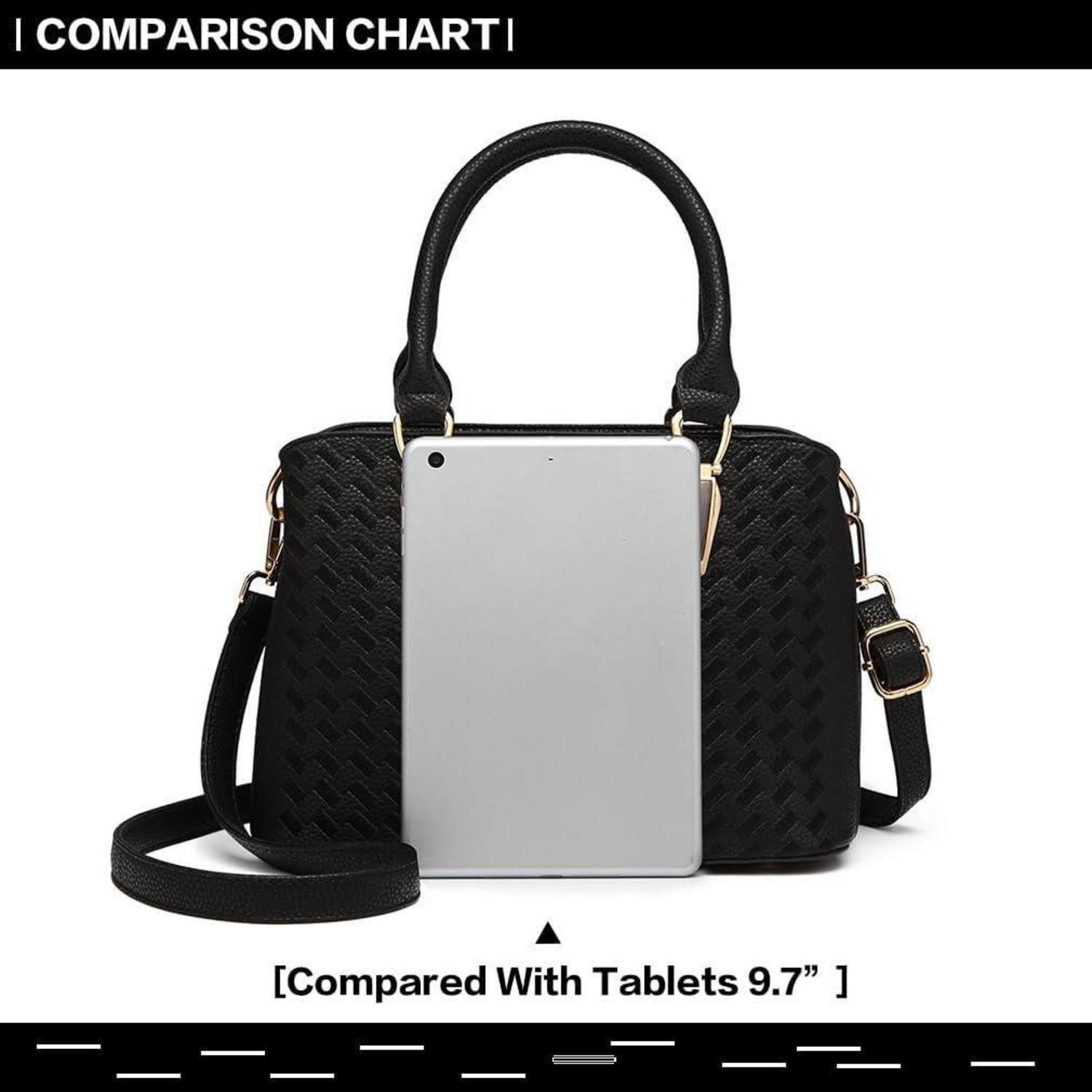 LuxusKollektion Handtasche Damen Handtasche Mittelgroß Lychee Muster Schwarz PU-Leder