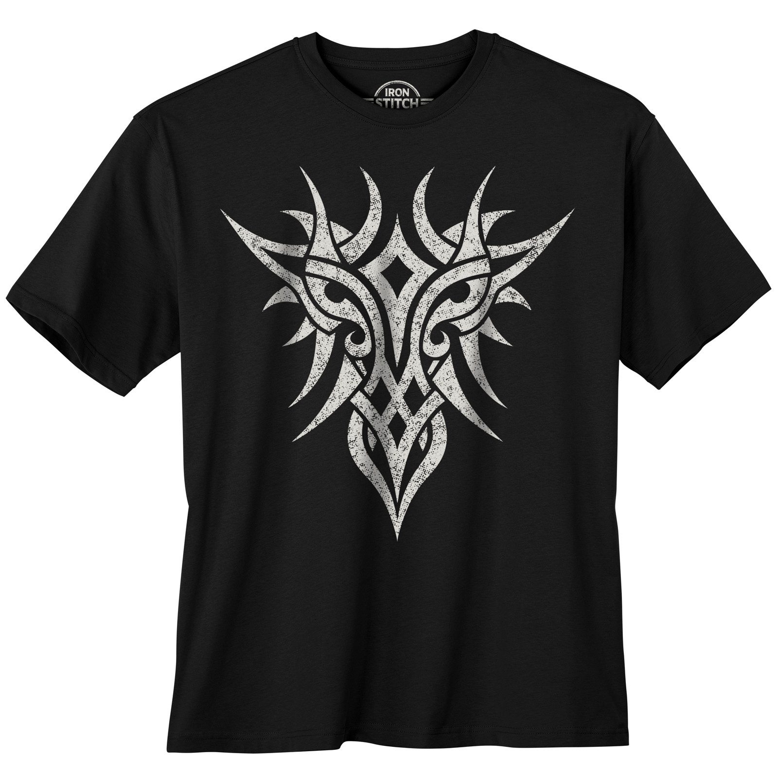 Iron Stitch Print-Shirt Iron Stitch Übergrößen T-Shirt schwarz Tribal-Print