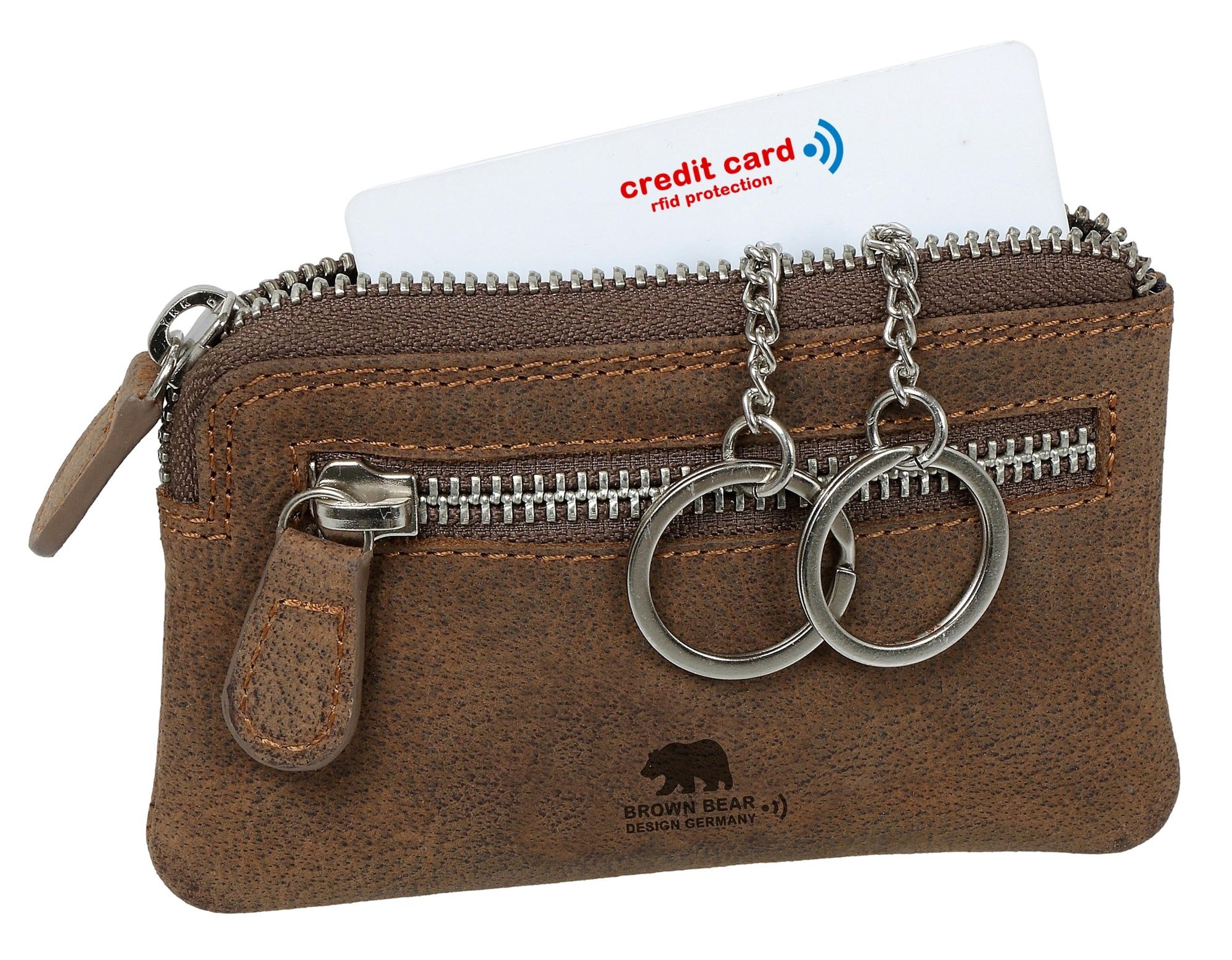 Brown Bear Schlüsseltasche Classic 8017 zwei Schlüsselringen Unisex Echtled günstig online kaufen