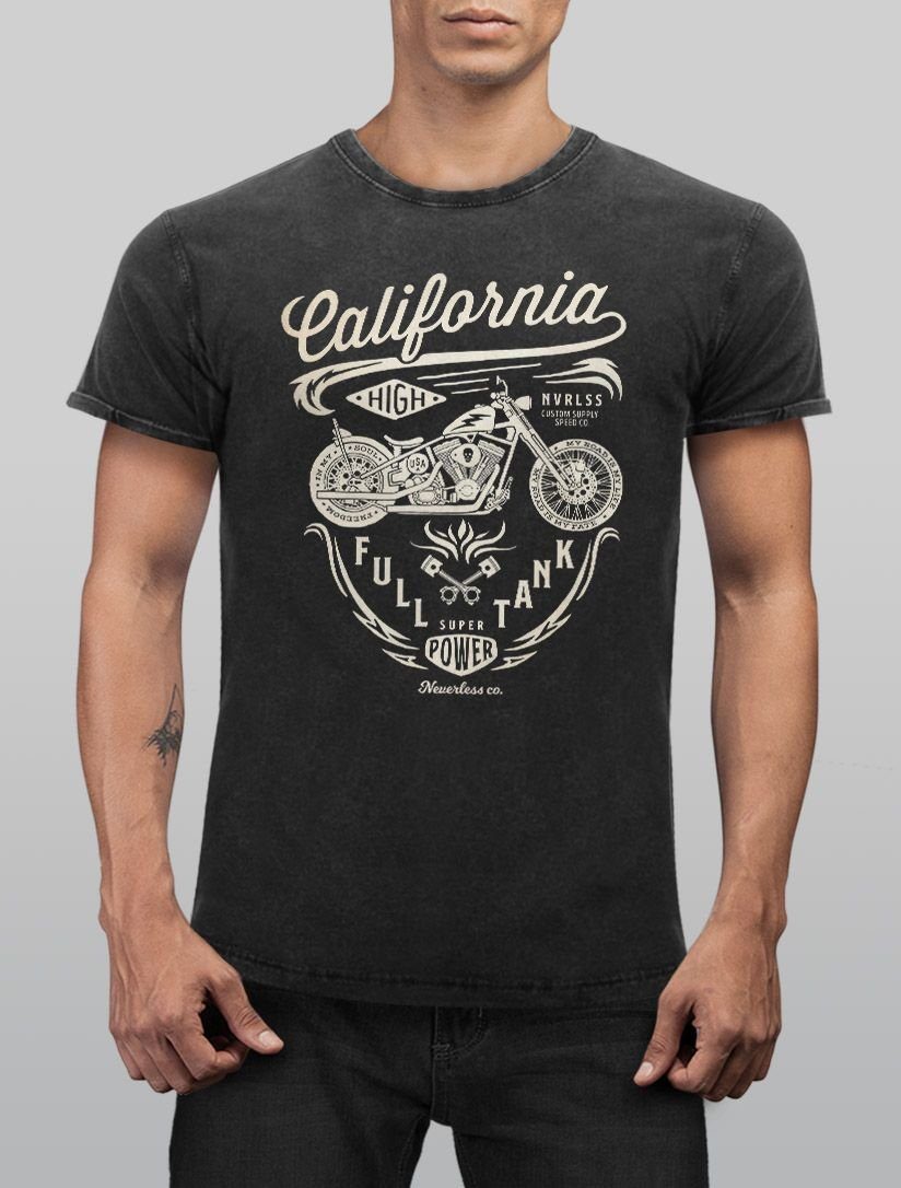 Neverless Print-Shirt Herren Vintage Shirt Biker günstig online kaufen