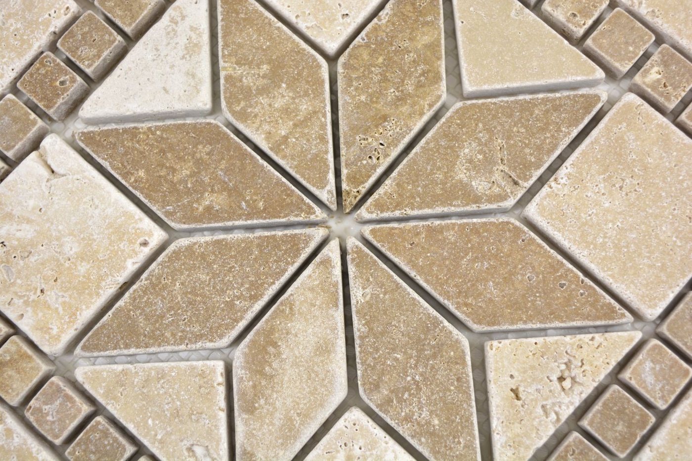 Thumbnail - Mosani Mosaikfliesen Naturstein Einleger Dekor beige creme walnuss braun Travertin