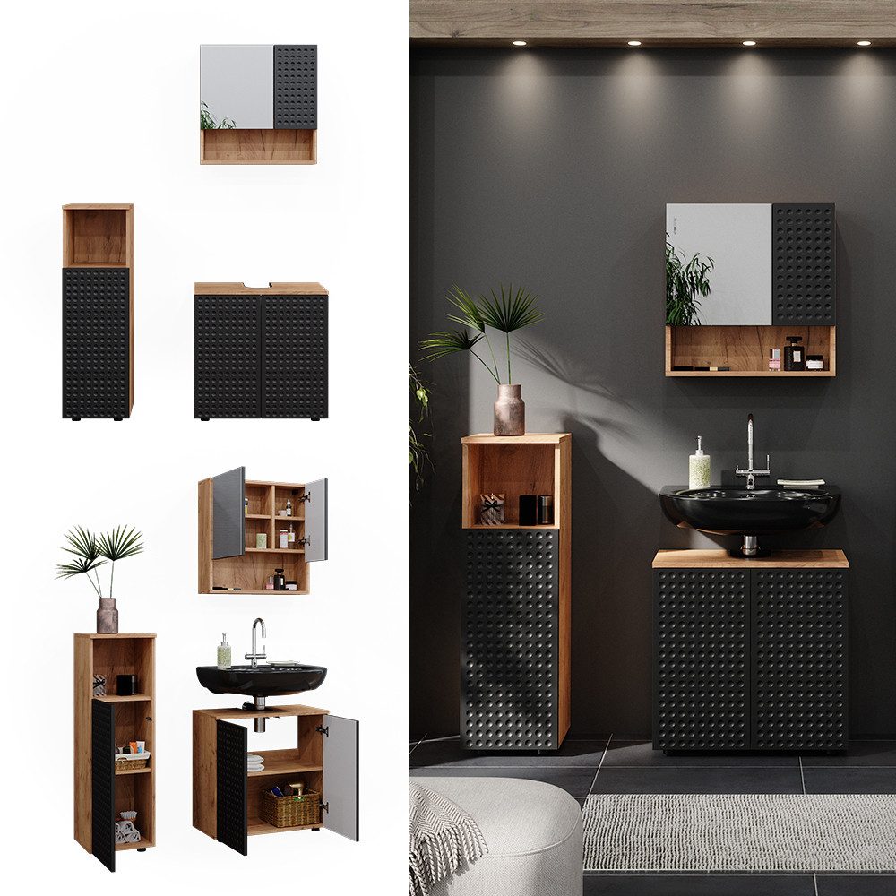 Vicco Badmöbel-Set Irma, Goldkraft Eiche/Anthrazit, 3 günstig online kaufen