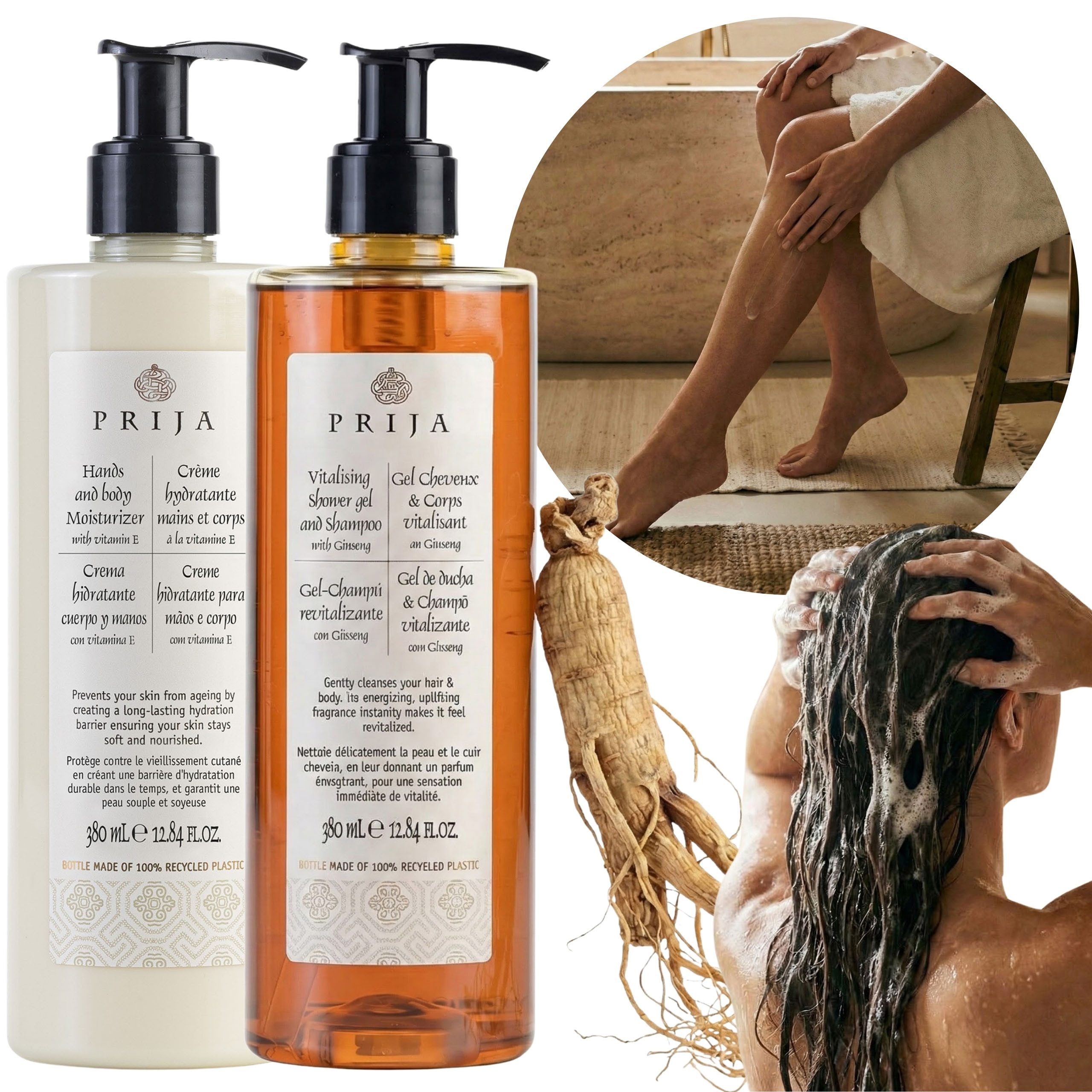 PRIJA Körperpflegemittel PRIJA VEGAN Set, Duschgel und Feuchtigkeitscreme, 2 × 380 ml
