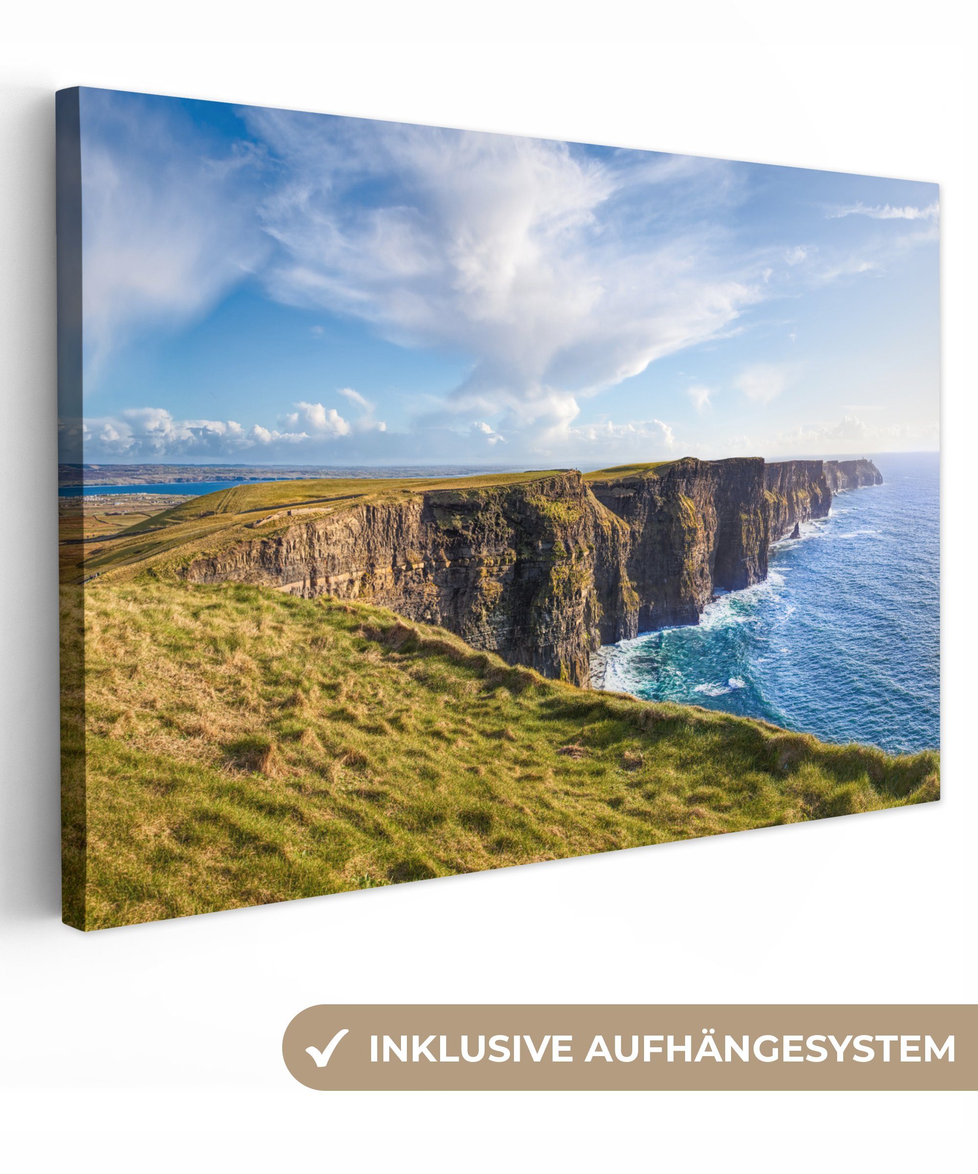 Cliffs Moher, Wolkendecke OneMillionCanvasses® über den cm Leinwandbilder, Wanddeko, Leinwandbild of irischen 30x20 (1 Wandbild Aufhängefertig, St),