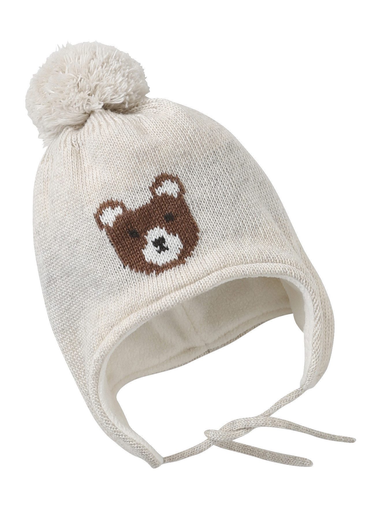 vertbaudet Mütze & Schal Baby Set: Mütze mit Bären, Snood und Fäustlingen