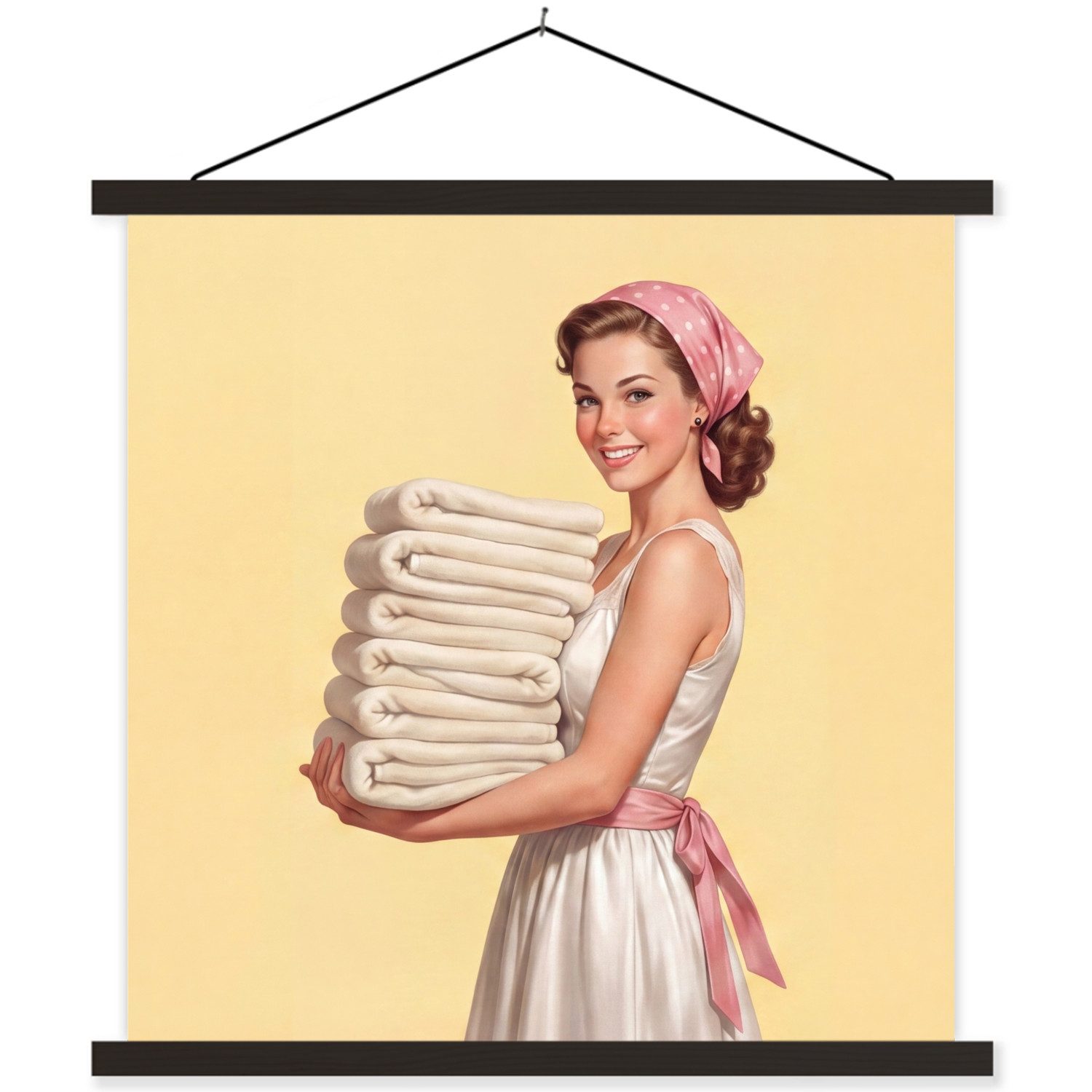 MuchoWow Poster Handtücher - Frau - Kleid - Rosa, (1 St), Magnetische Posterleiste, Holzleisten, Textilposter, 40x40 cm