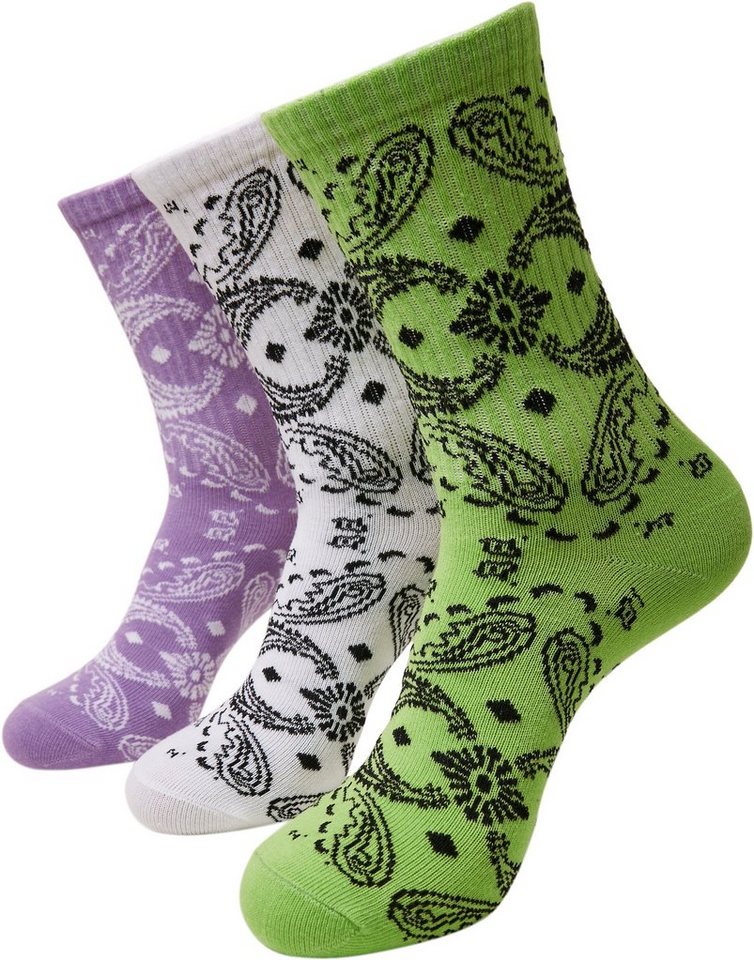 URBAN CLASSICS Freizeitsocken Accessoires Bandana Pattern Socks 3-Pack (1- Paar)