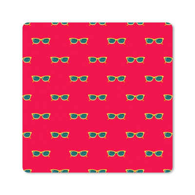 MuchoWow Gaming Mauspad Sommer - Sonnenbrille - Rot (1-St), Mousepad mit Rutschfester Unterseite, Gaming, 40x40 cm, XXL, Großes