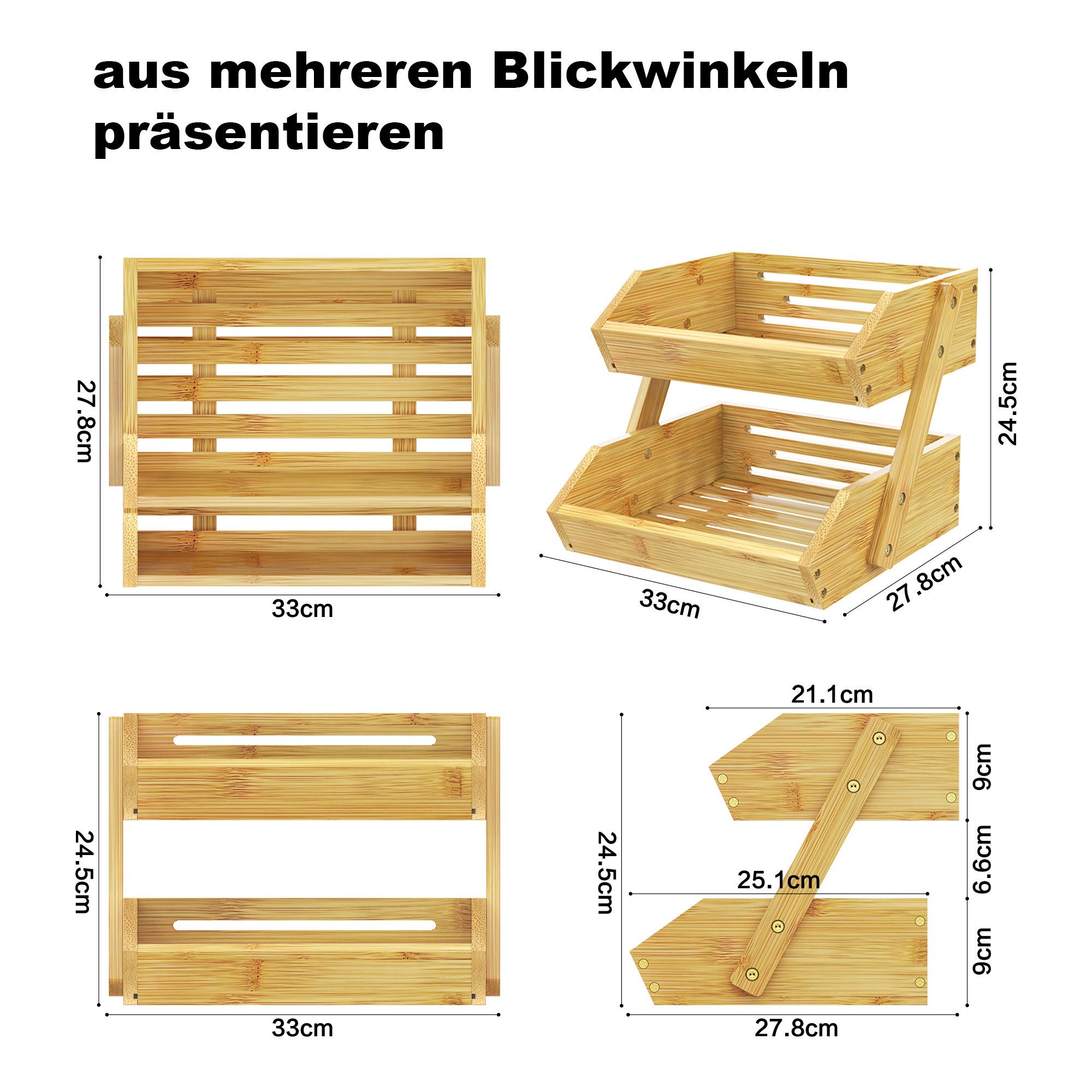 AdelDream Obstschale Bambus-Obstkorb,Servierkorb, Obstschale und Snack-Ausstellungsständer