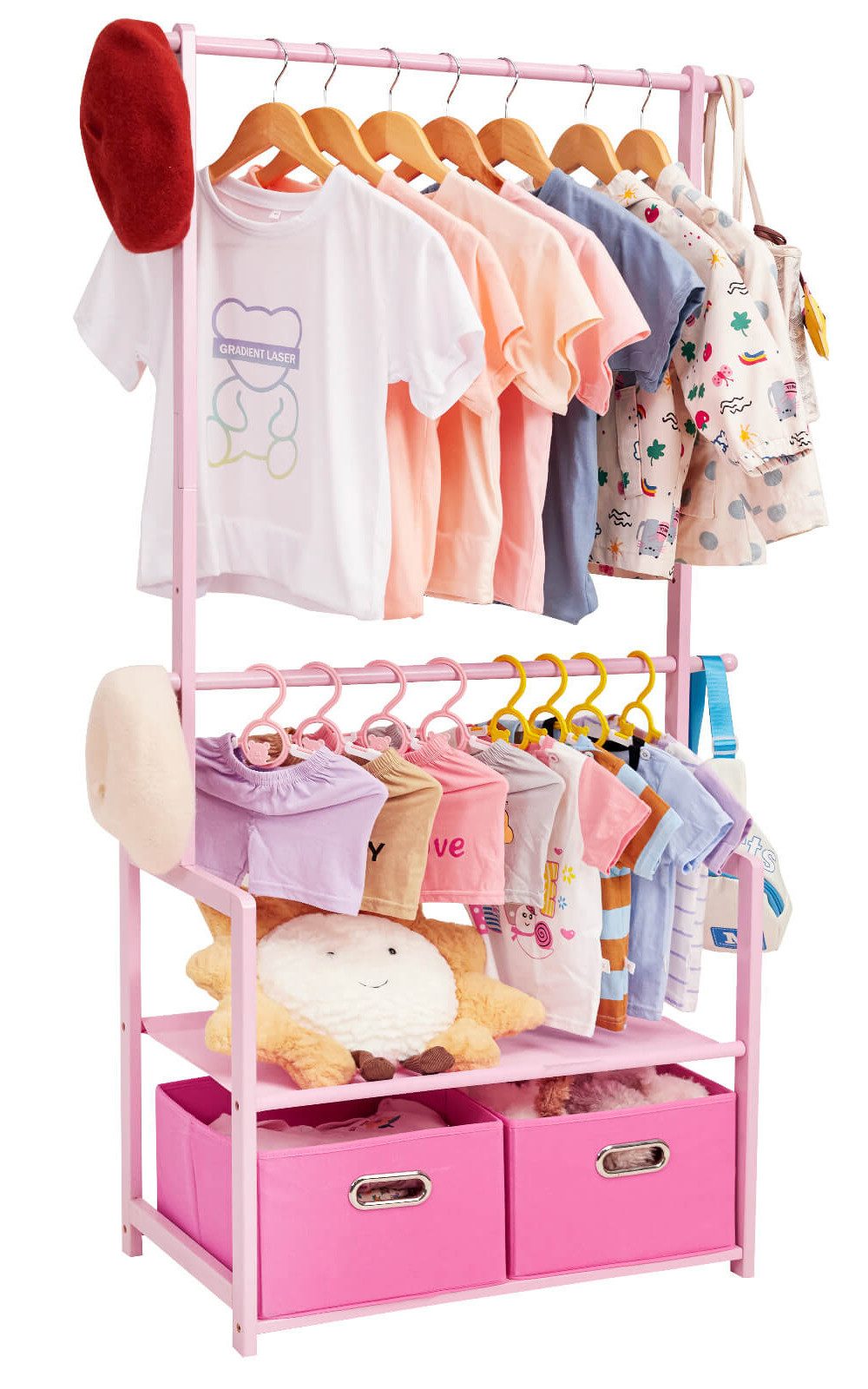 Yorbay Kleiderständer Kinder Kleiderständer aus Bambus, 74 x 35 x 140cm, Ki günstig online kaufen