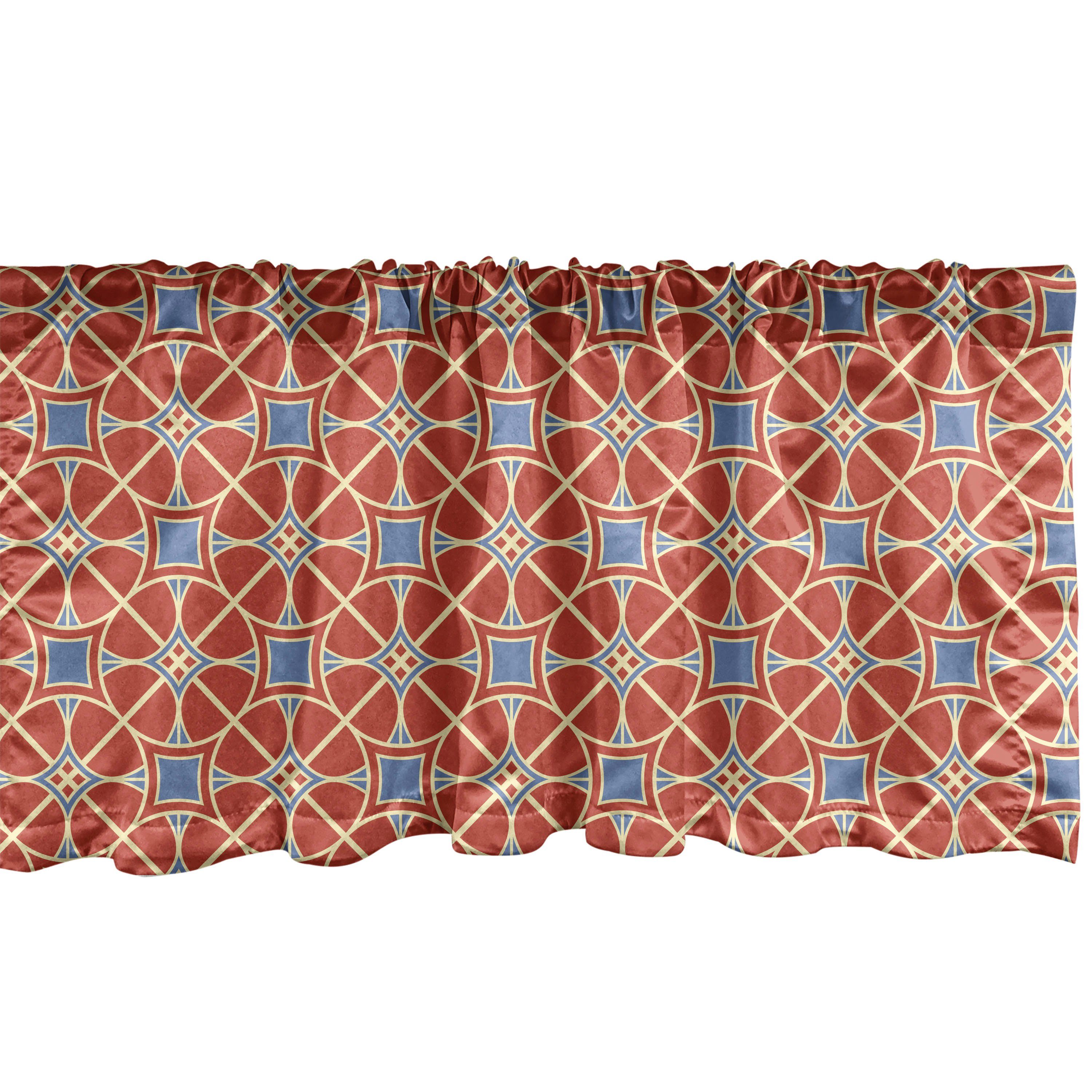 Dekor Kreise Scheibengardine asiatisch Vorhang für Kurvige Küche Volant Microfaser, Abakuhaus, Schlafzimmer Linien mit Tile Stangentasche,