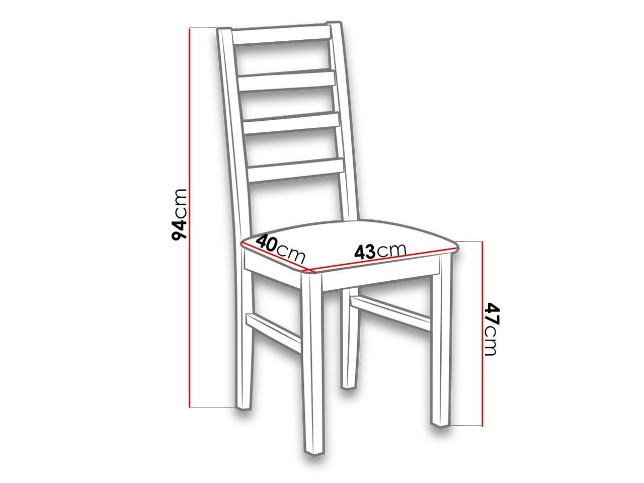 MIRJAN24 Stuhl Nilo VIII Buchenholz, 43x40x94 (1 cm aus Stück)