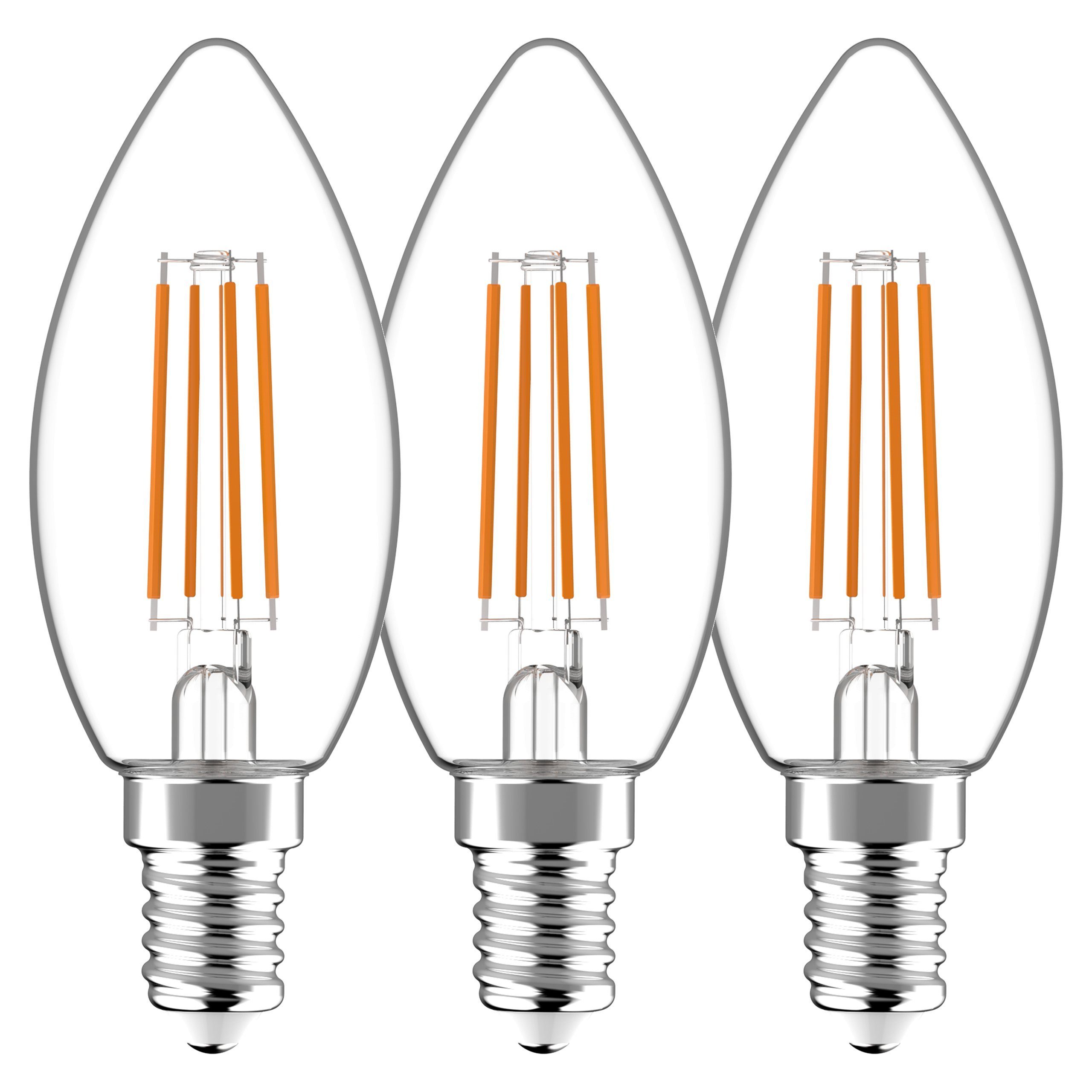 LED's light LED-Leuchtmittel 0620180 LED Kerze, E14, E14 4,5W warmweiß Klar C35 3-Pack
