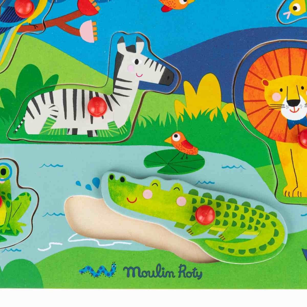 Moulin Roty Puzzle Toupitis Soundpuzzle Tiere für Kinder mit Motiv Tiere als Geschenkidee, Puzzleteile, Soundpuzzle