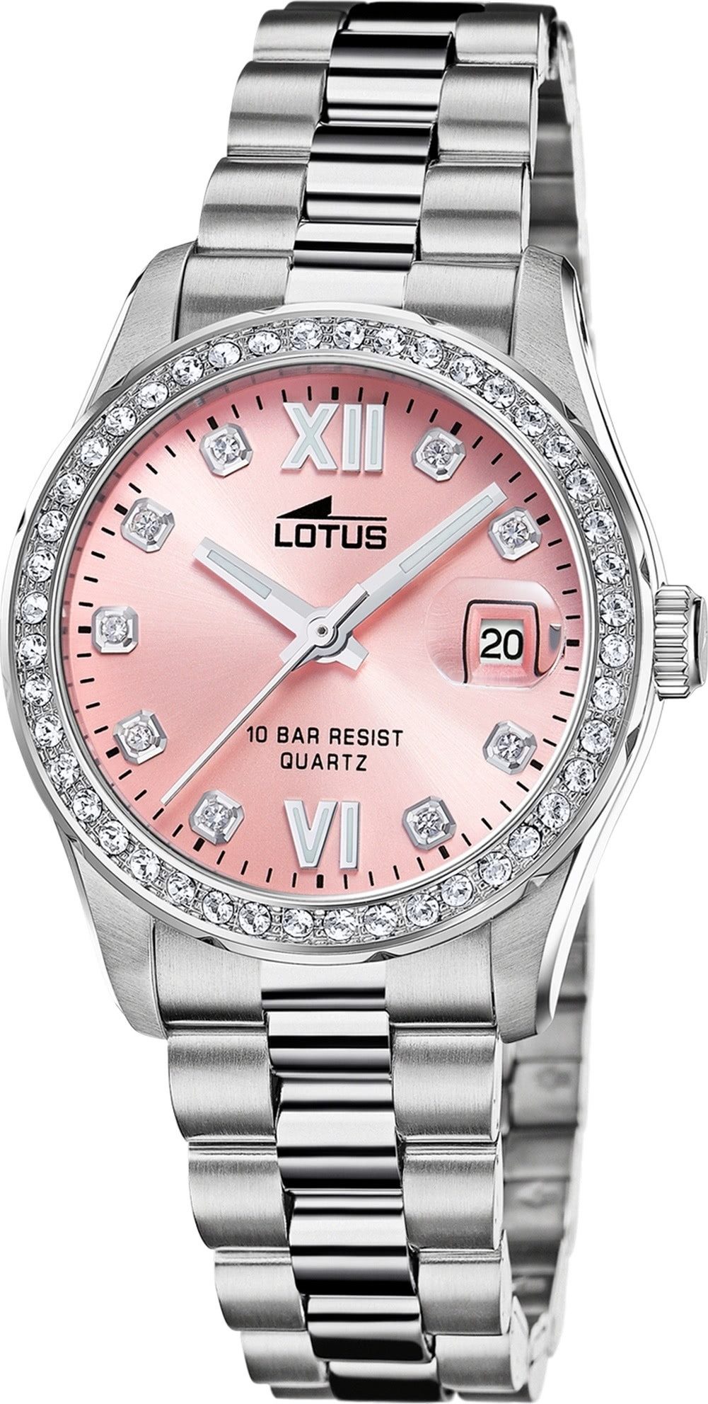 Lotus Chronograph Lotus Damenuhr Edelstahl silber Lotus, (Chronograph), Damen Armbanduhr rund, mittel (ca. 32,5mm), Edelstahl