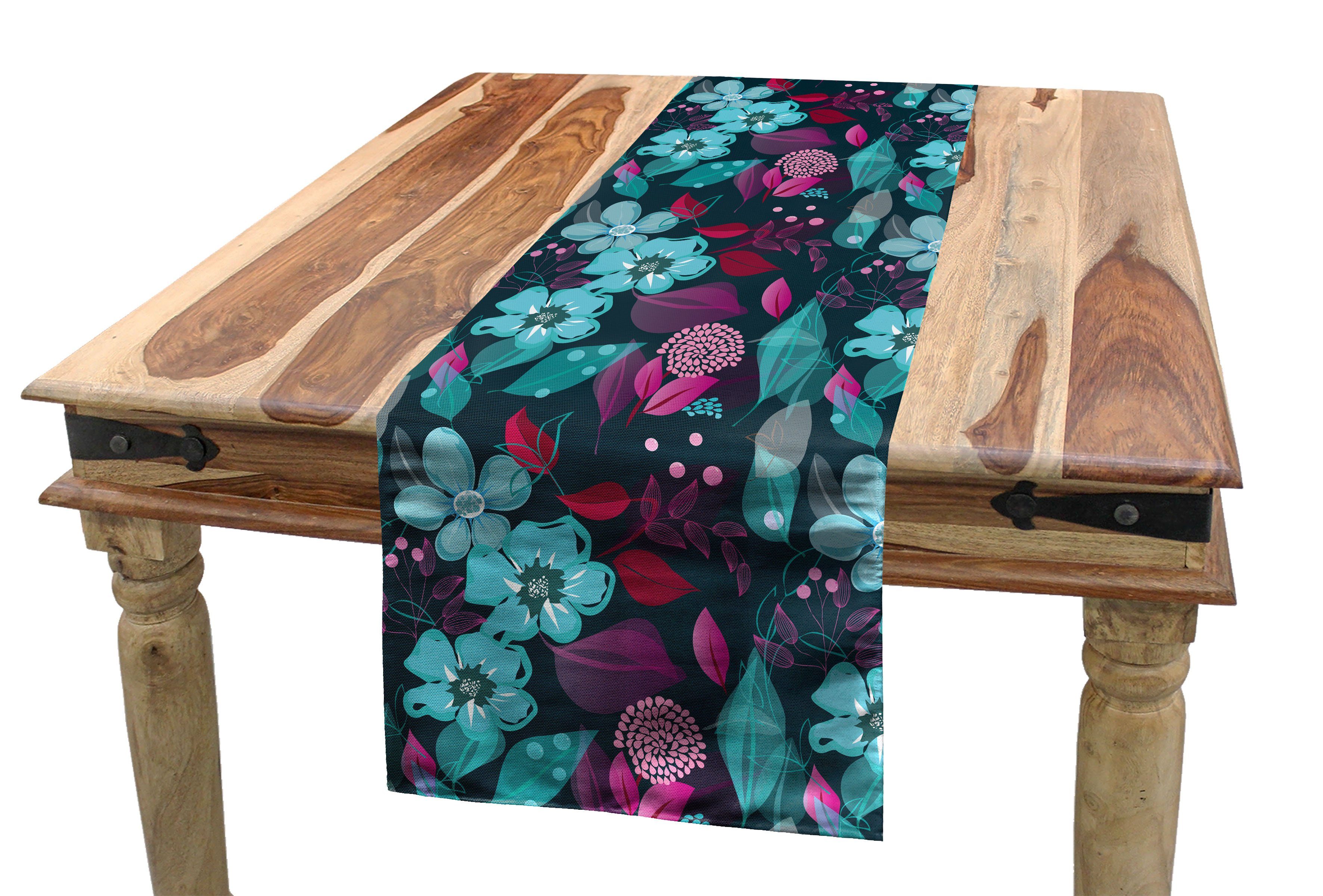 Abakuhaus Tischläufer Esszimmer Küche Rechteckiger Dekorativer Tischläufer, Blume Fantasie-Garten-Blüten | Tischläufer