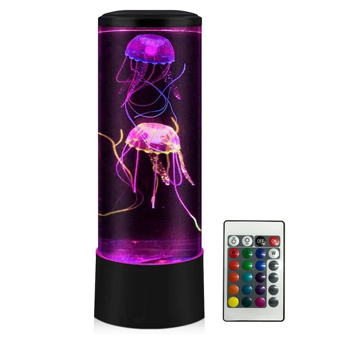 feinlux Lavalampen LED Dekolicht 2 in 1 Simulation Quallen Licht, LED fest integriert, KaltweiB, LED Farbwechsel-Aquarium mit USB-Stromversorgung