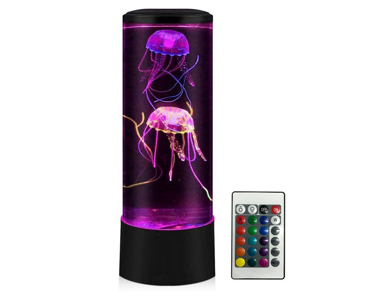 feinlux Lavalampen LED Dekolicht 2 in 1 Simulation Quallen Licht, LED fest integriert, KaltweiB, LED Farbwechsel-Aquarium mit USB-Stromversorgung