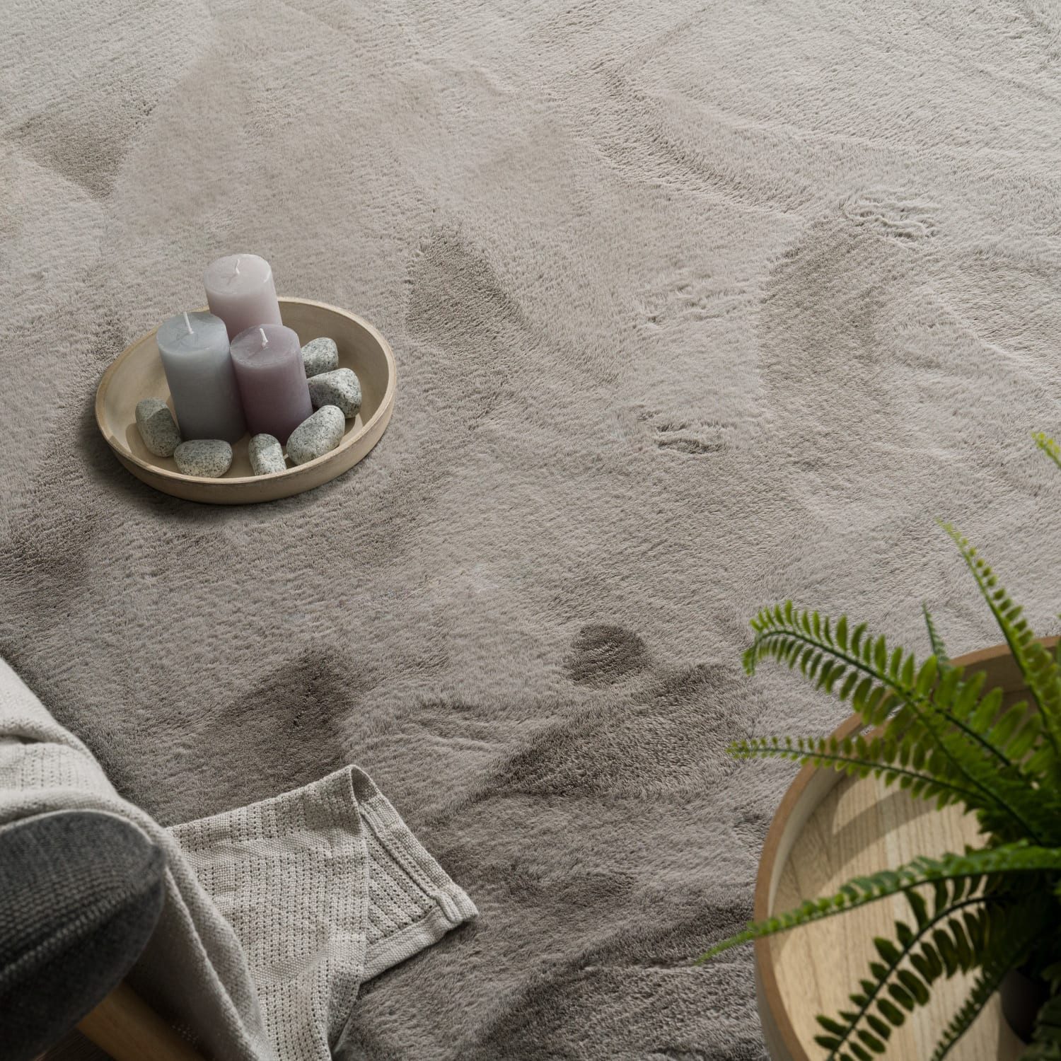 TT Home Teppich Diele, Esszimmer, Flur, Kinderzimmer, Schlafzimmer, Wohnzimmer, Rund, Höhe: 39 mm, Wohnzimmer Hochflor Teppich Langflor Soft Kaninchenfell Fell Imitat We