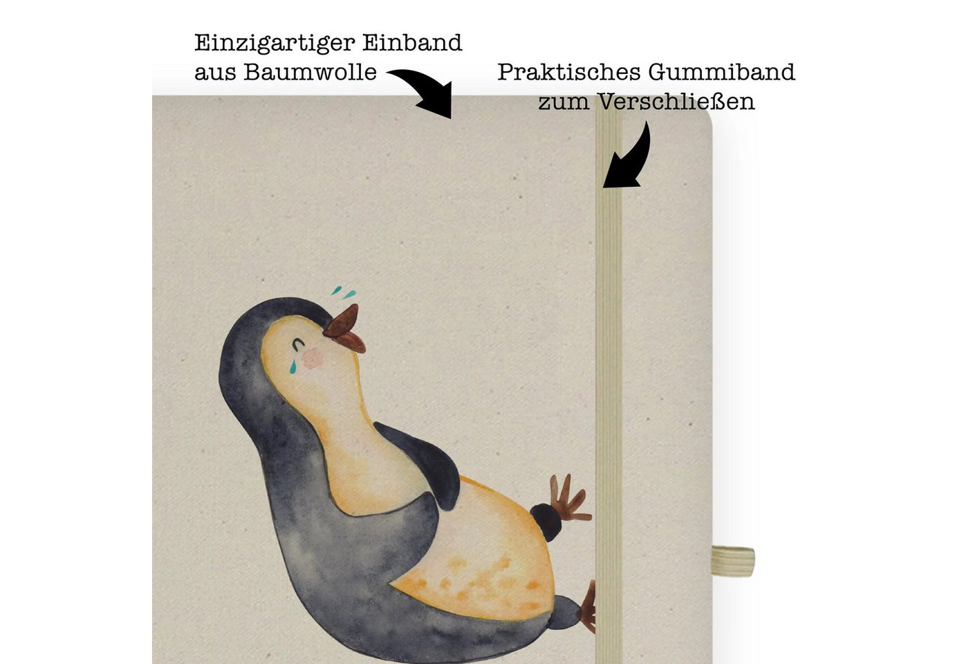 Thumbnail - Mr. & Mrs. Panda Notizbuch Pinguin Lachen - Transparent - Geschenk, Pinguine, Notizbuch DIN A4, Mr. & Mrs. Panda, Premiu...