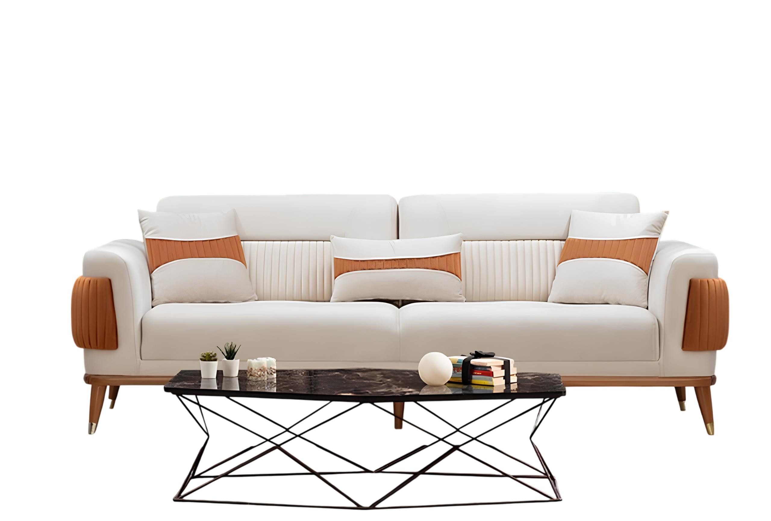 JVmoebel 3-Sitzer Weißes Sofa aus Polyester im modernen Minimalismus, 1 Teile, Made in Europe