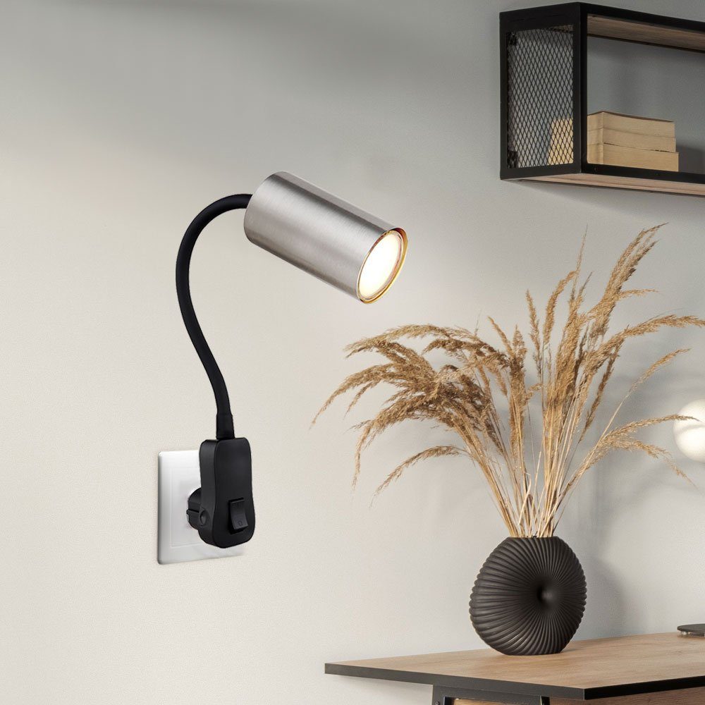 GLOBO LIGHTING Wandleuchte, Leuchtmittel nicht inklusive, Steckerleuchte GU10 Steckdosenlampe mit Schalter Küche
