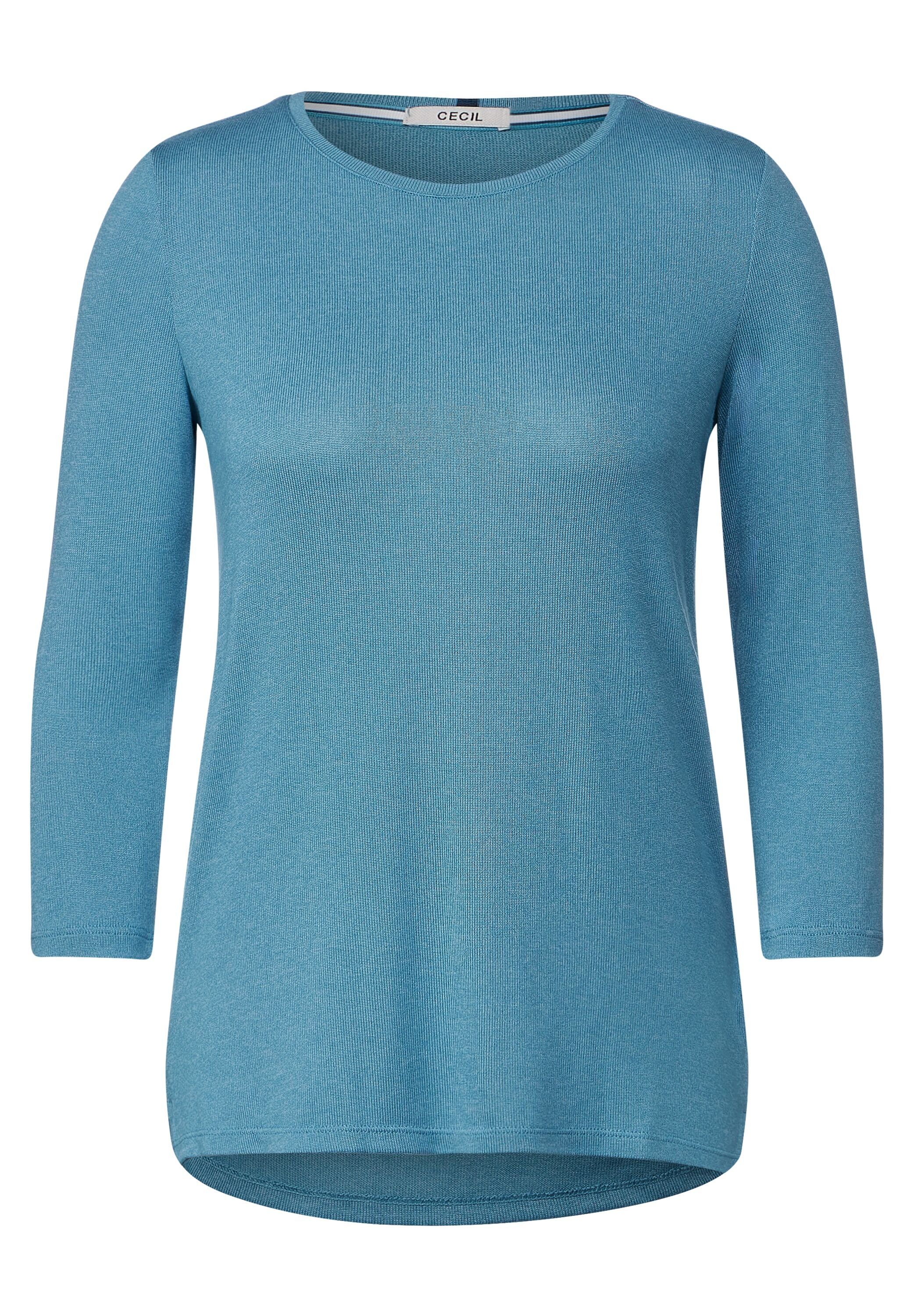 blue Cecil adriatic Materialmix 3/4-Arm-Shirt aus softem