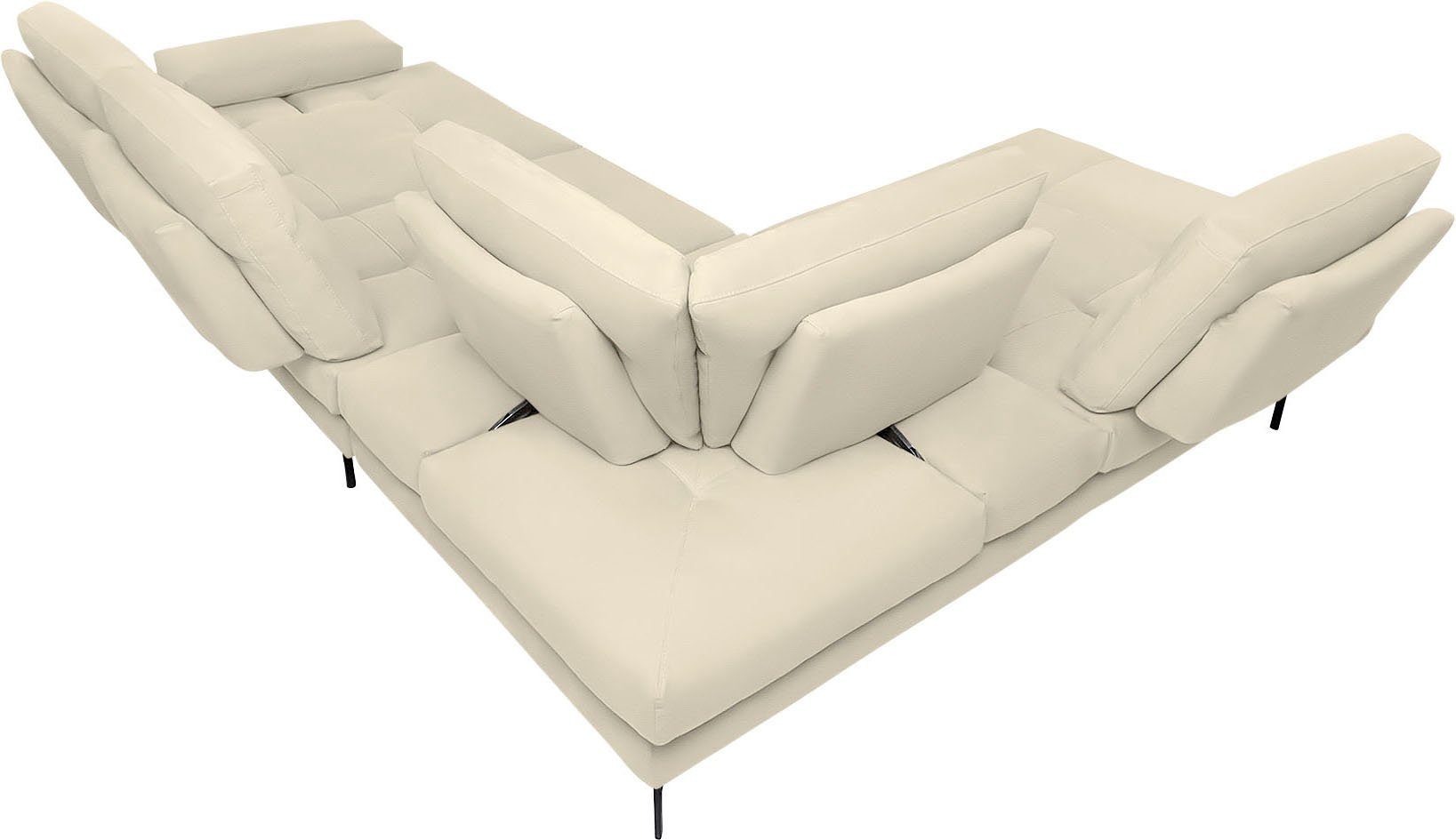 CALIA ITALIA Ecksofa Toby Wing, B/T: 288/232 cm, Designsofa mit sensationellem Sitzkomfort, L-Form, Sitztiefenverstellung, funktionale Ecke, Füße in schwarz matt