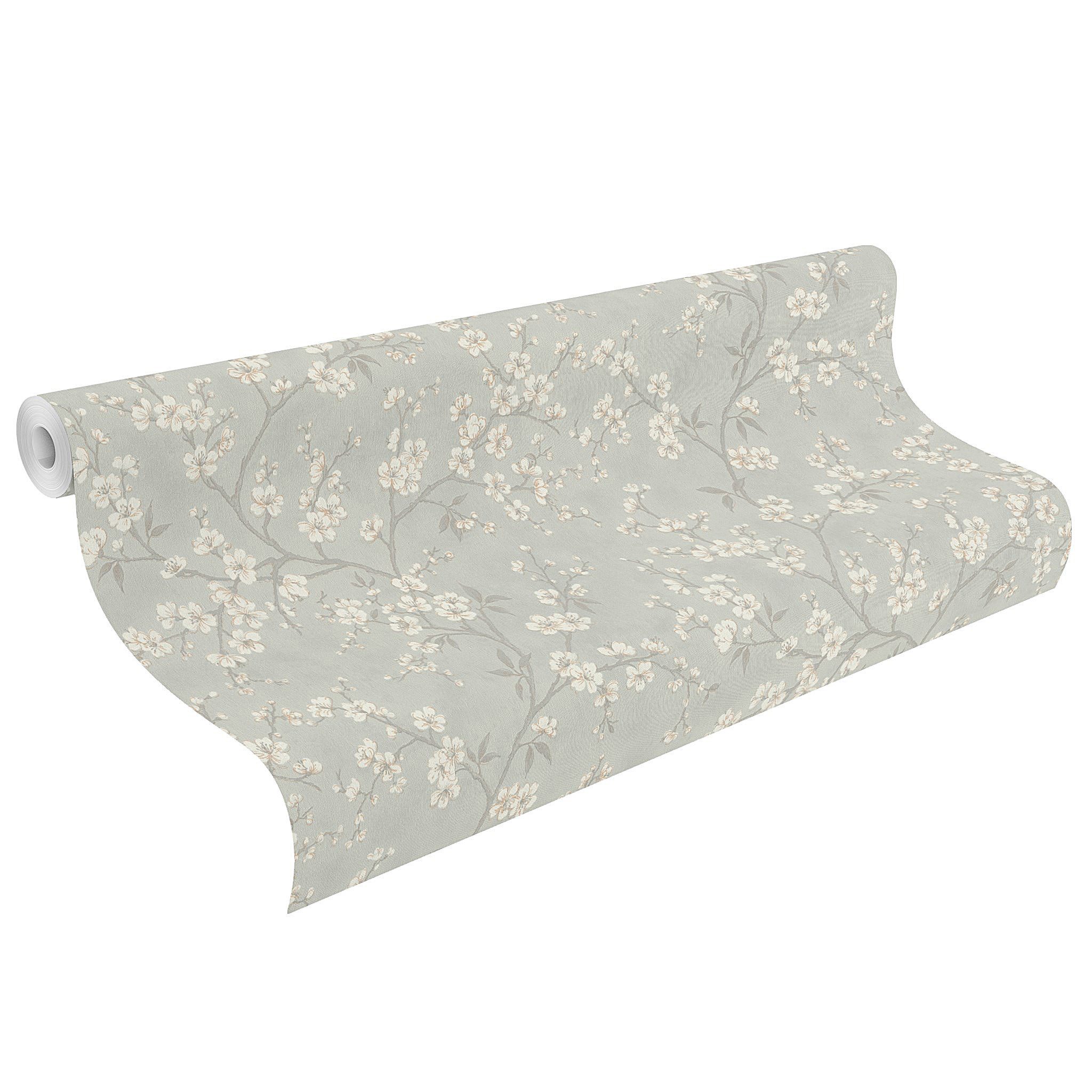 Rasch Vliestapete, strukturiert, Blumen, (1 St), Geblümt, doppelbreit (106cm)