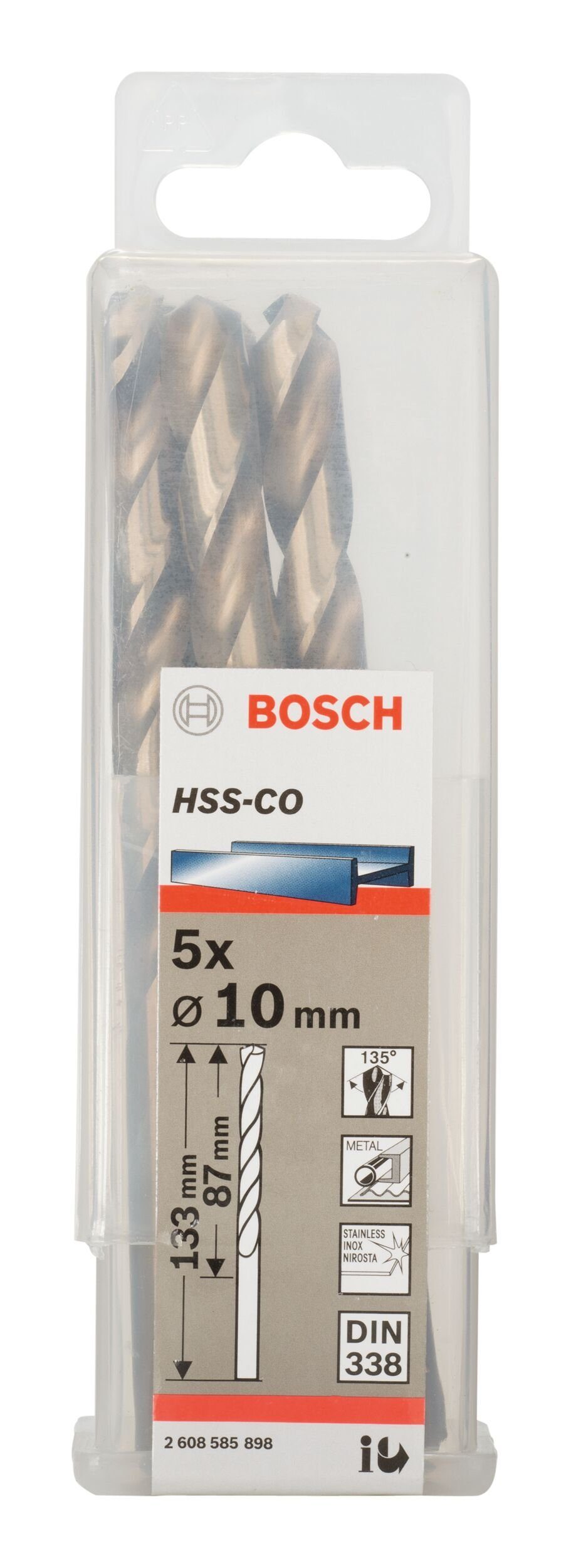x (5 (DIN BOSCH 87 x - HSS-Co Metallbohrer, mm 10 338) Stück), - 133 5er-Pack