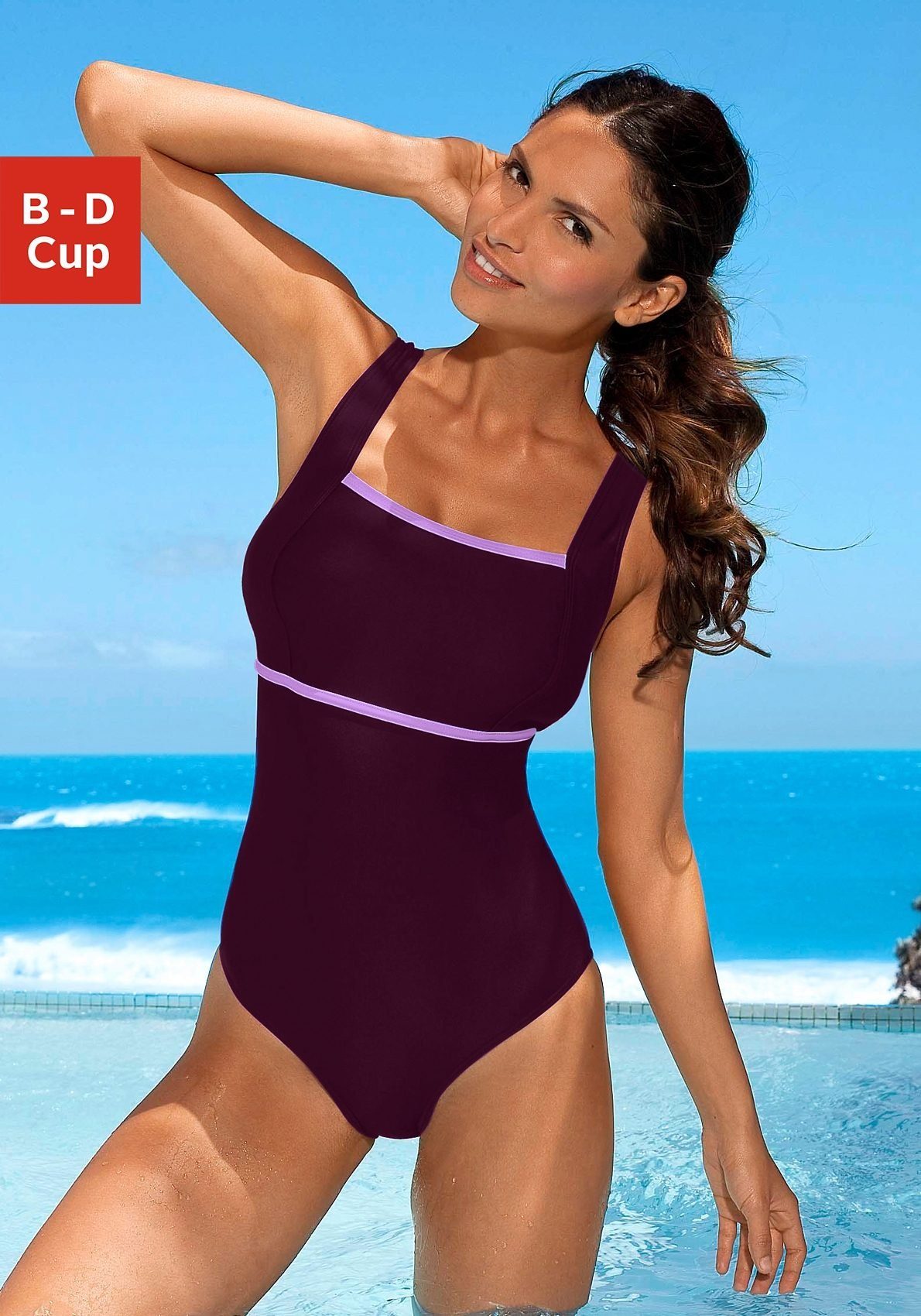 LASCANA Badeanzug mit kontrastfarbenem Einsatz günstig online kaufen