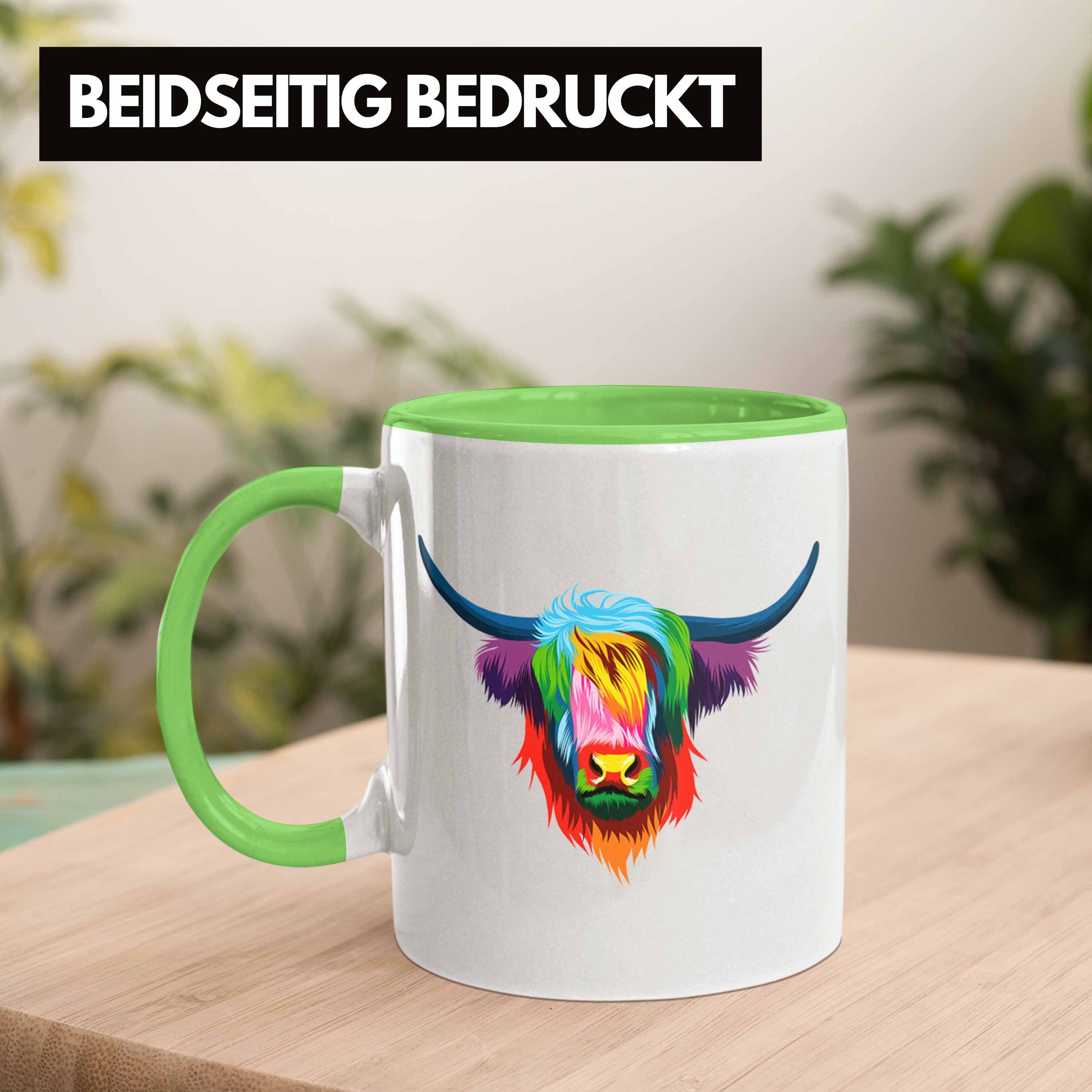 Trendation Tasse Trendation - Bison Grün Geschenkidee Bison-Liebhaber Bunte Tasse Geschenk Farben