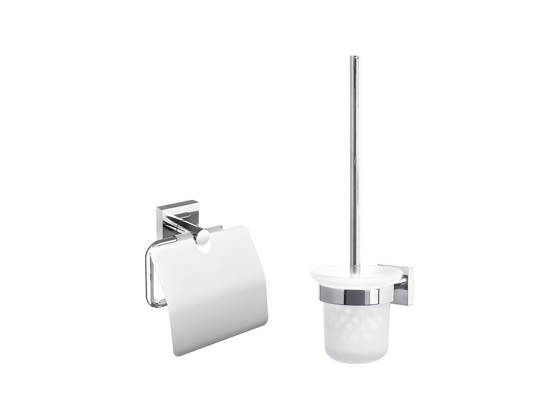 tesa Badaccessoire-Set EKKRO Єршики для унітазу Set ohne Bohren, Spar-Set, 2 tlg., selbstklebend - chrom - silber glänzend