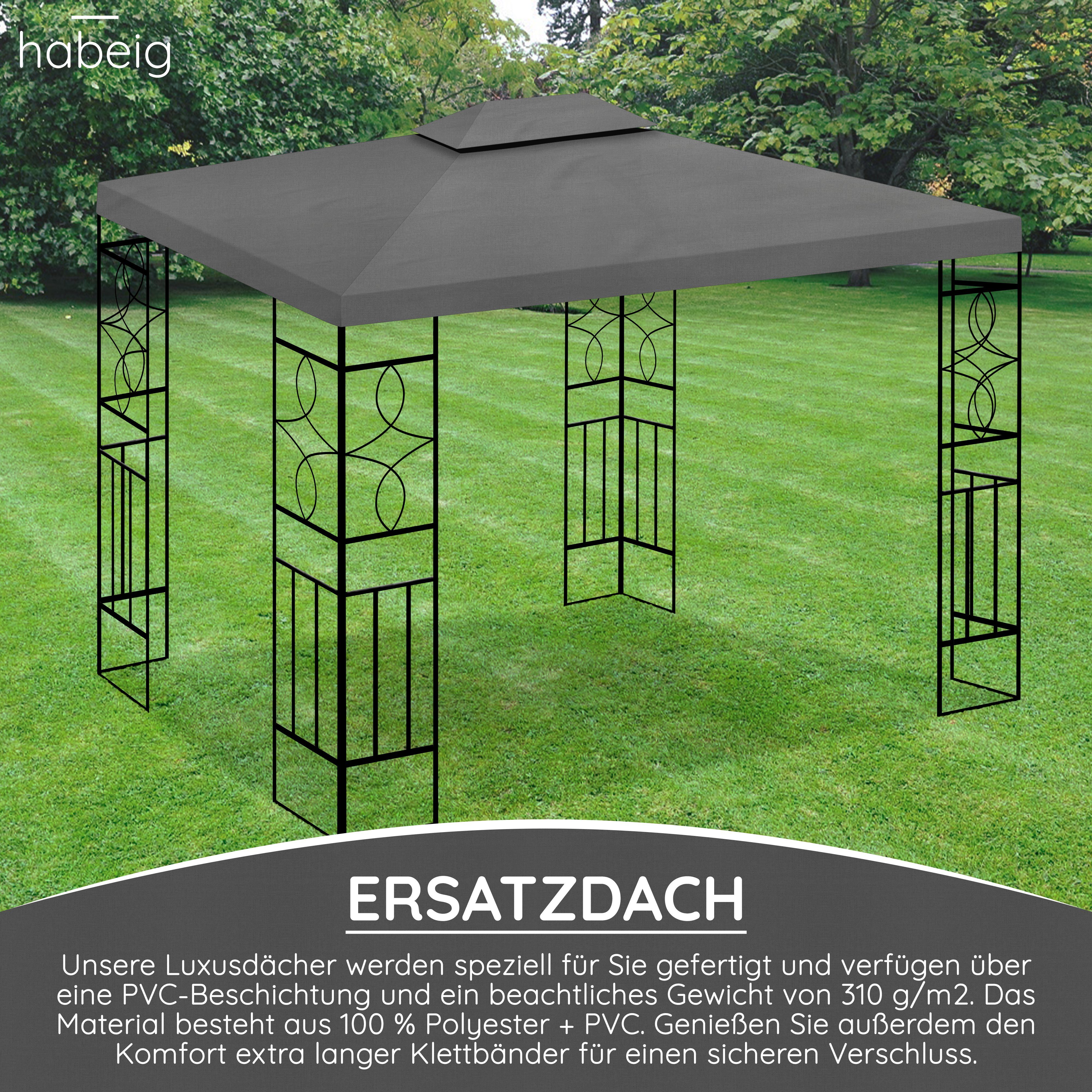 habeig Pavillon-Ersatzdach Wasserdicht Ersatzdach 3x4m Dach 340g Kaminabzug Pavillondach PVC, 100% Wasserdicht – Bild 5 von 5