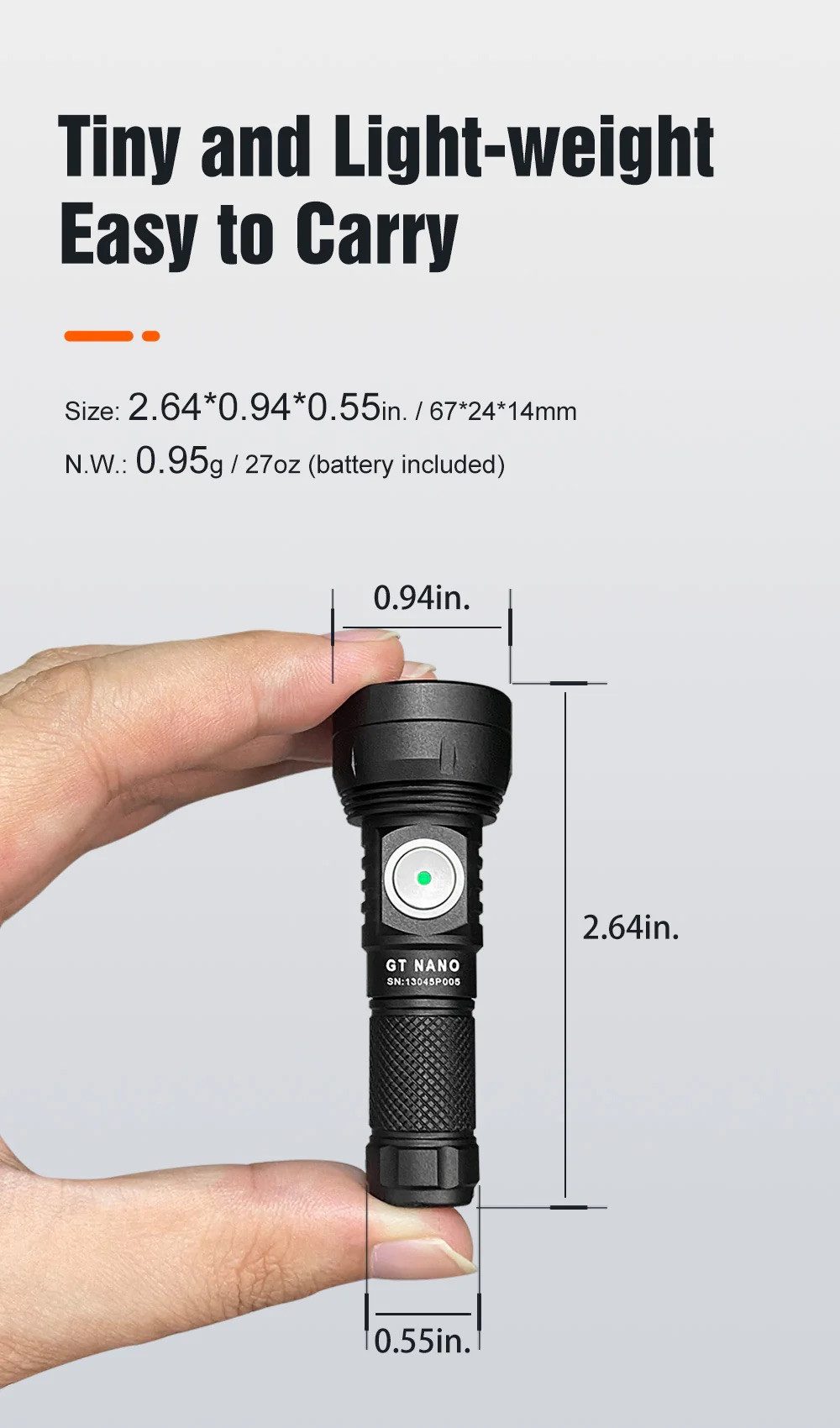 Lumintop Taschenlampe GT Nano 3.0 700 Lumen Thrower Taschenlampe in ALU jetzt mit USB-C (1-St)