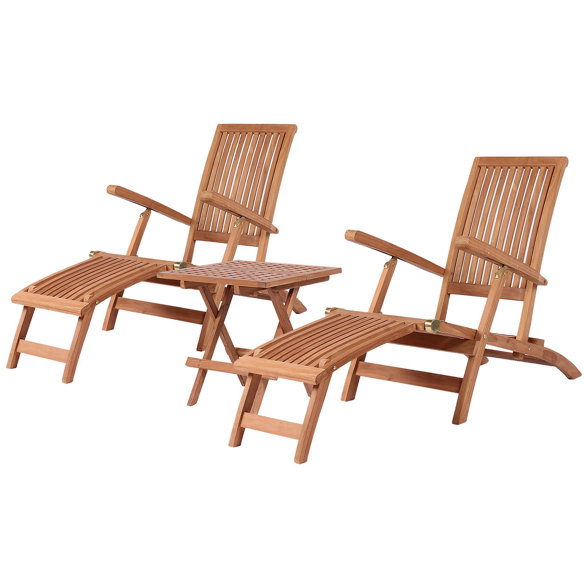 bene living Gartenlounge-Set Liegestuhl Yacht und Beistelltisch Devon, (Gartenmöbelset, 3-tlg., Gartenliegen inkl. Beistelltisch), klappbar mit separat abnehmbarem Fußteil