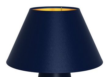 Kiom Tischleuchte Biloxi blau & gold E27 30 x 30 cm, für wechselbare Leuchtmittel, Leuchtmittel nicht inklusive, Leuchtmittel abhängig