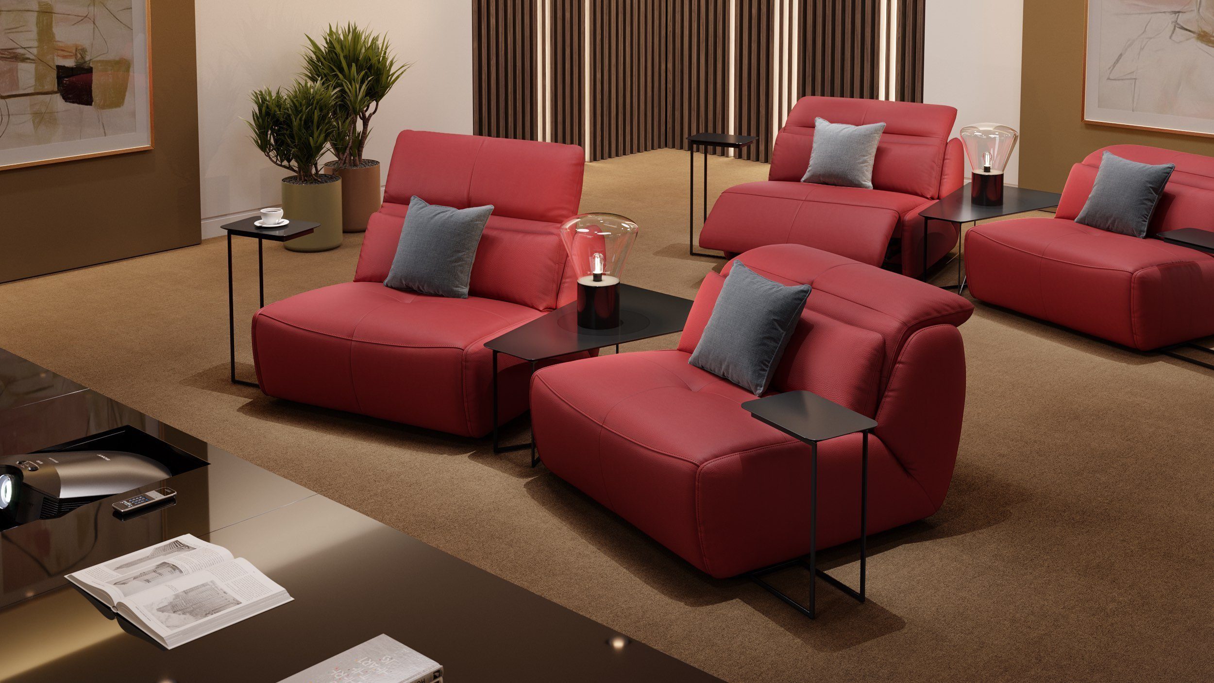 MODICA Sofanella Sofa Echtleder Sofanella 2-Sitzer Ledergarnitur Rot - Ledersofa