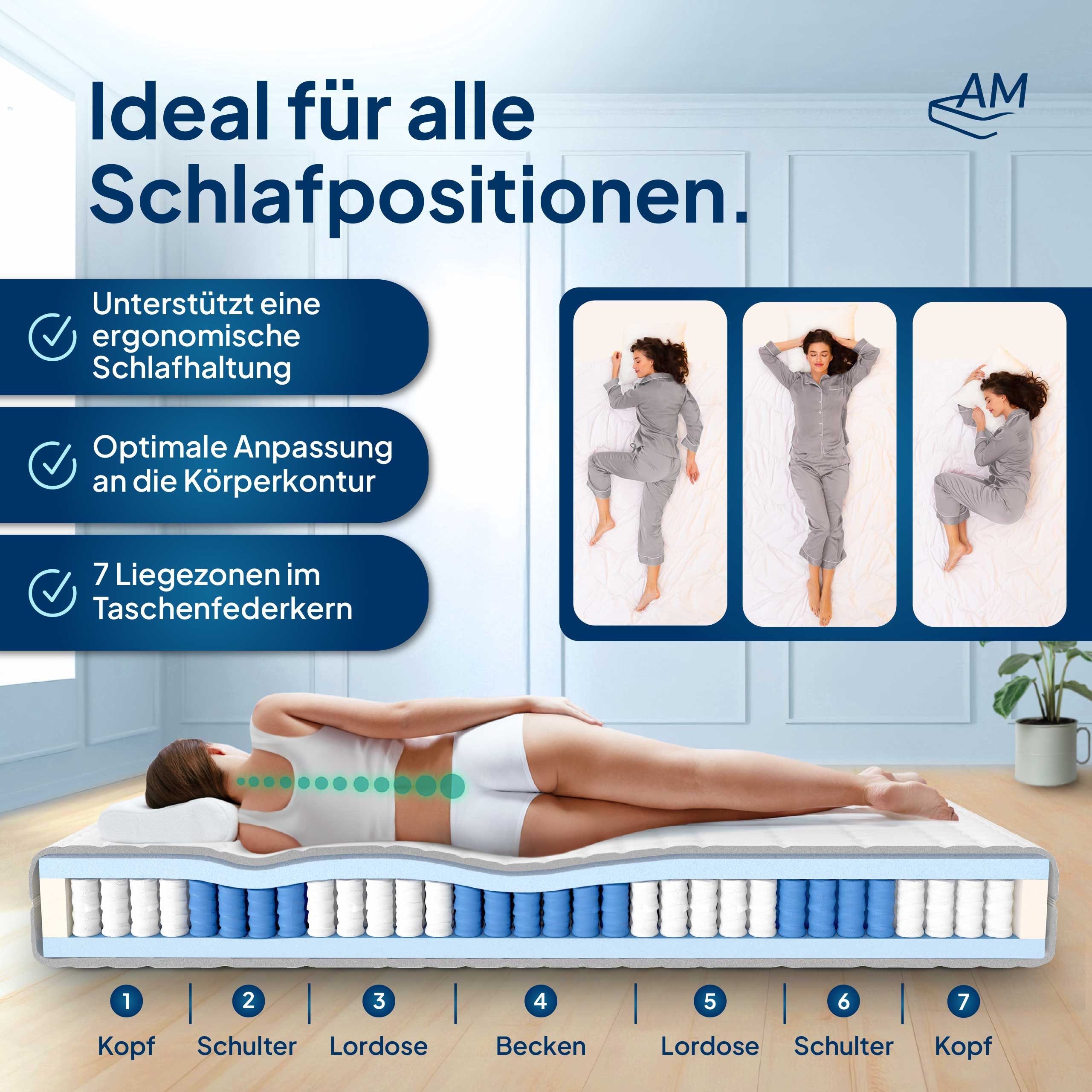 Taschenfederkernmatratze 7-Zonen Federkernmatratze, Orthopädische Matratze, günstig online kaufen