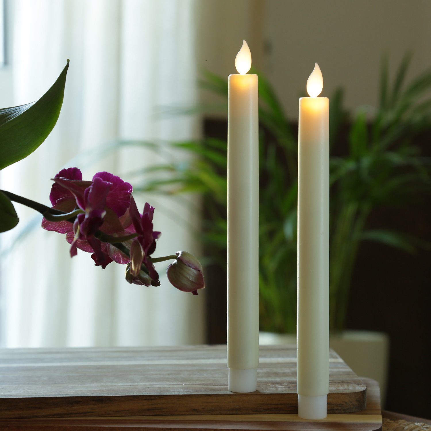 MARELIDA LED-Kerze LED Stabkerzen Tafelkerzen bewegliche Flamme H: 24cm 2er günstig online kaufen