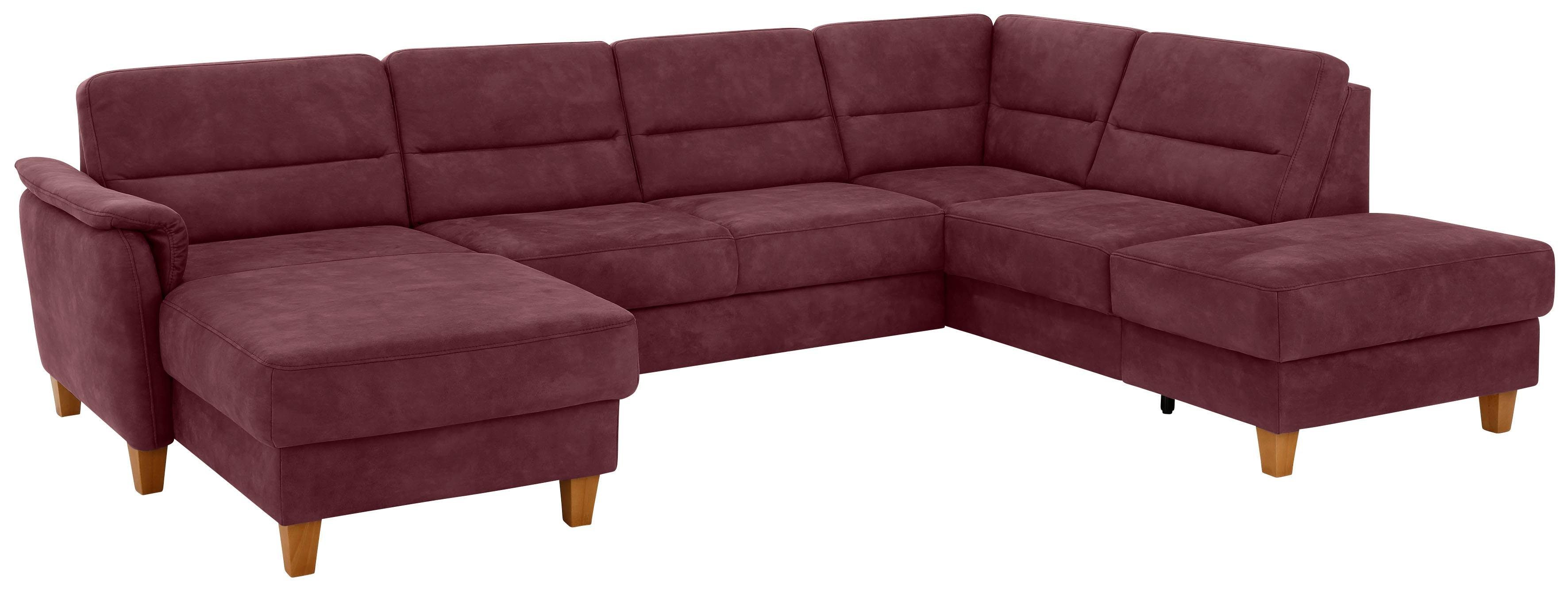 Home affaire Wohnlandschaft Palmera U-Form, B: 308 cm, optional Schlaffunktion & Bettkasten, Federkern