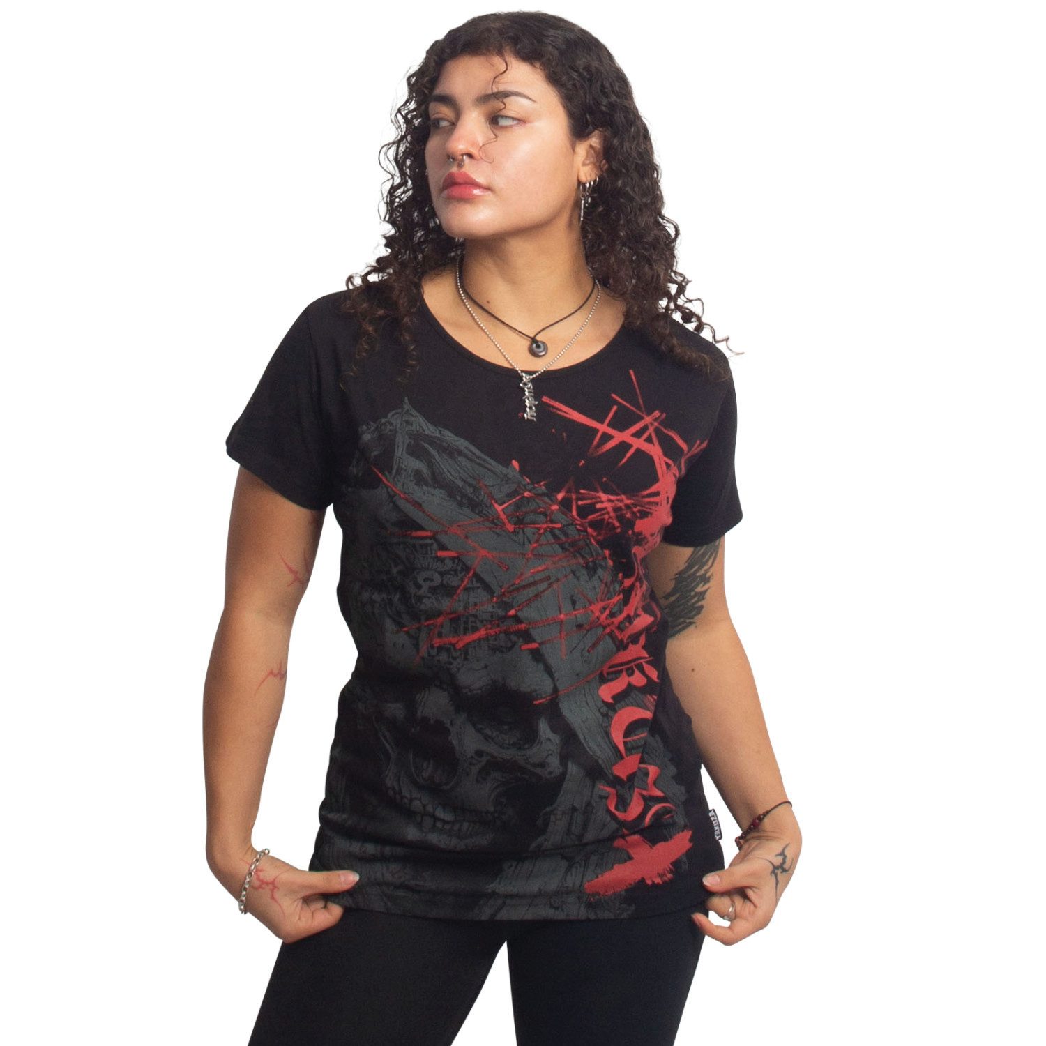 YAKUZA Rundhalsshirt Dark Angel mit Rippbündchen