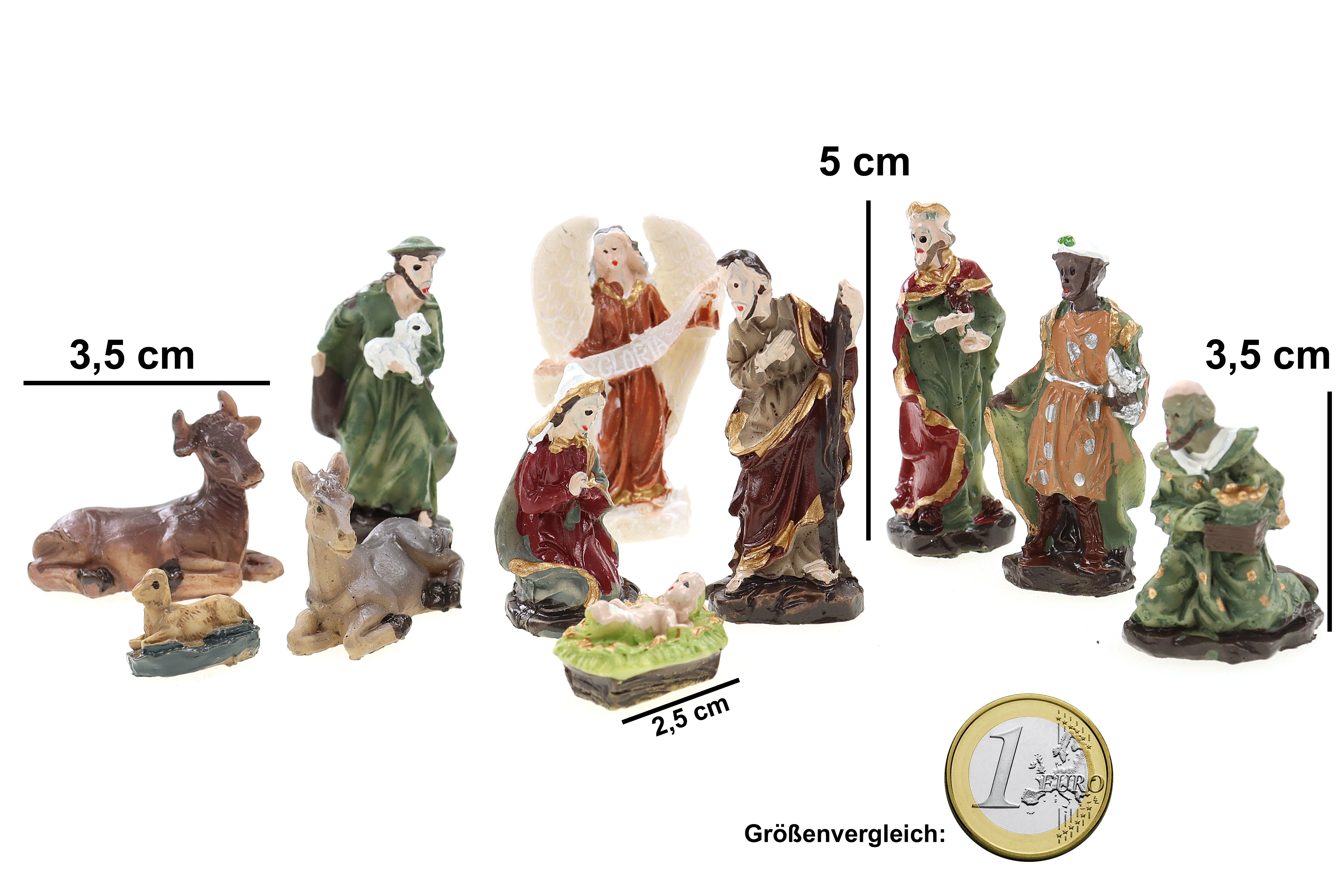 Mini Plastikbox Krippenfigur ELLUG Krippenfiguren St) Weihnachtskrippenfiguren 11-teilig H.:4,5cm Set in (11