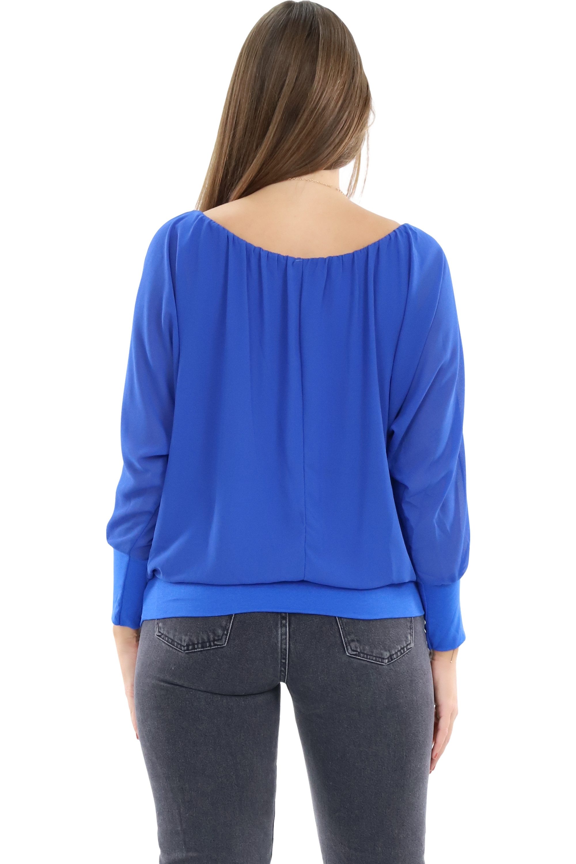malito more than fashion Chiffonbluse malito Damen Bluse mit passender Kette, Tunika mit ¾ Armen, Blusensh Bluse mit Fledermausärmeln Einheitsgröße